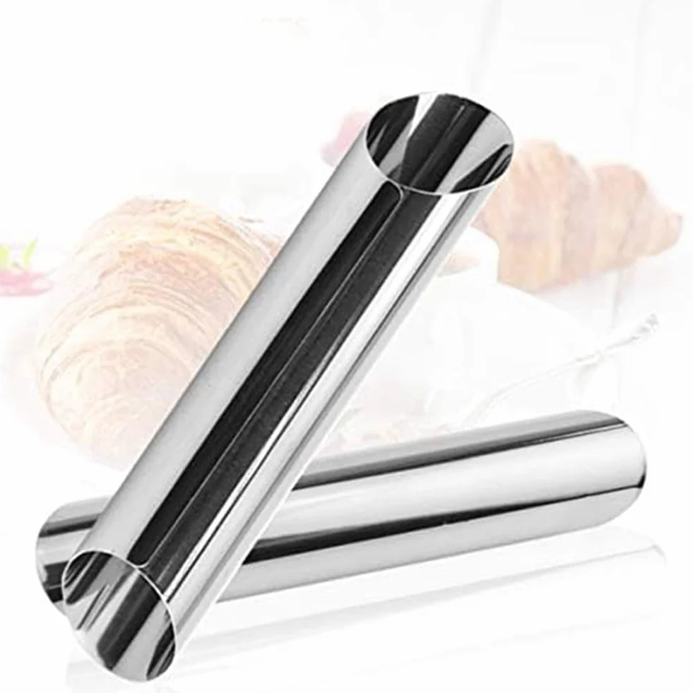 Rurki Cannoli do bochenka chleba Brioche, ze stali nierdzewnej, 3 sztuki, powłoka nieprzywierająca, foremki do kremowych rogów do duńskich wypieków, wielokrotnego użytku, łatwe w użyciu