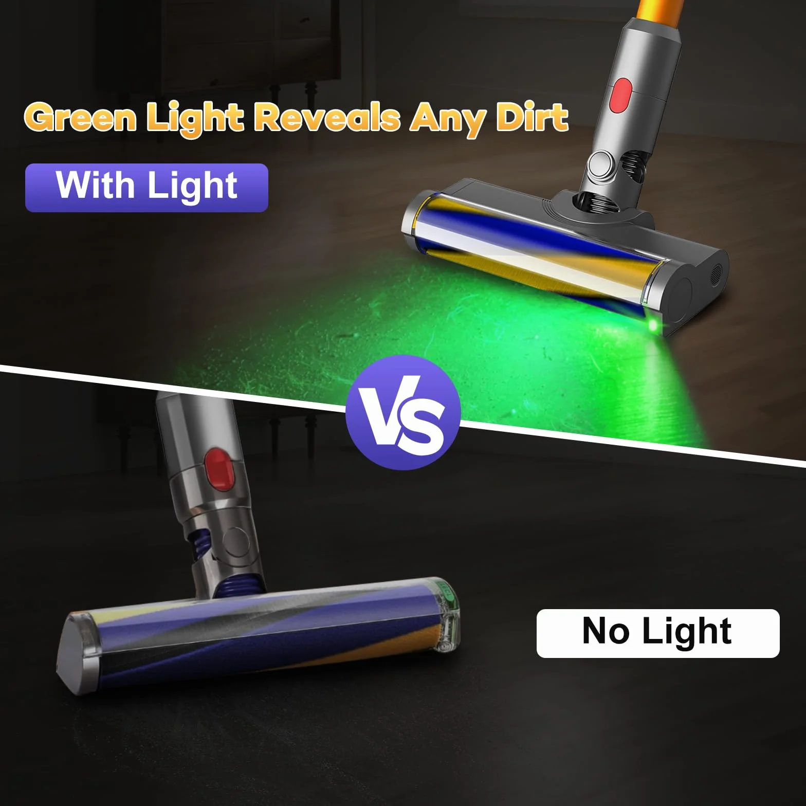 Miękka głowica szczotki do Dyson V12 Detect Slim / V10 Slim akcesoria, bezprzewodowe środki czyszczące Podłoga z twardego drewna z zielonym światłem kurzu
