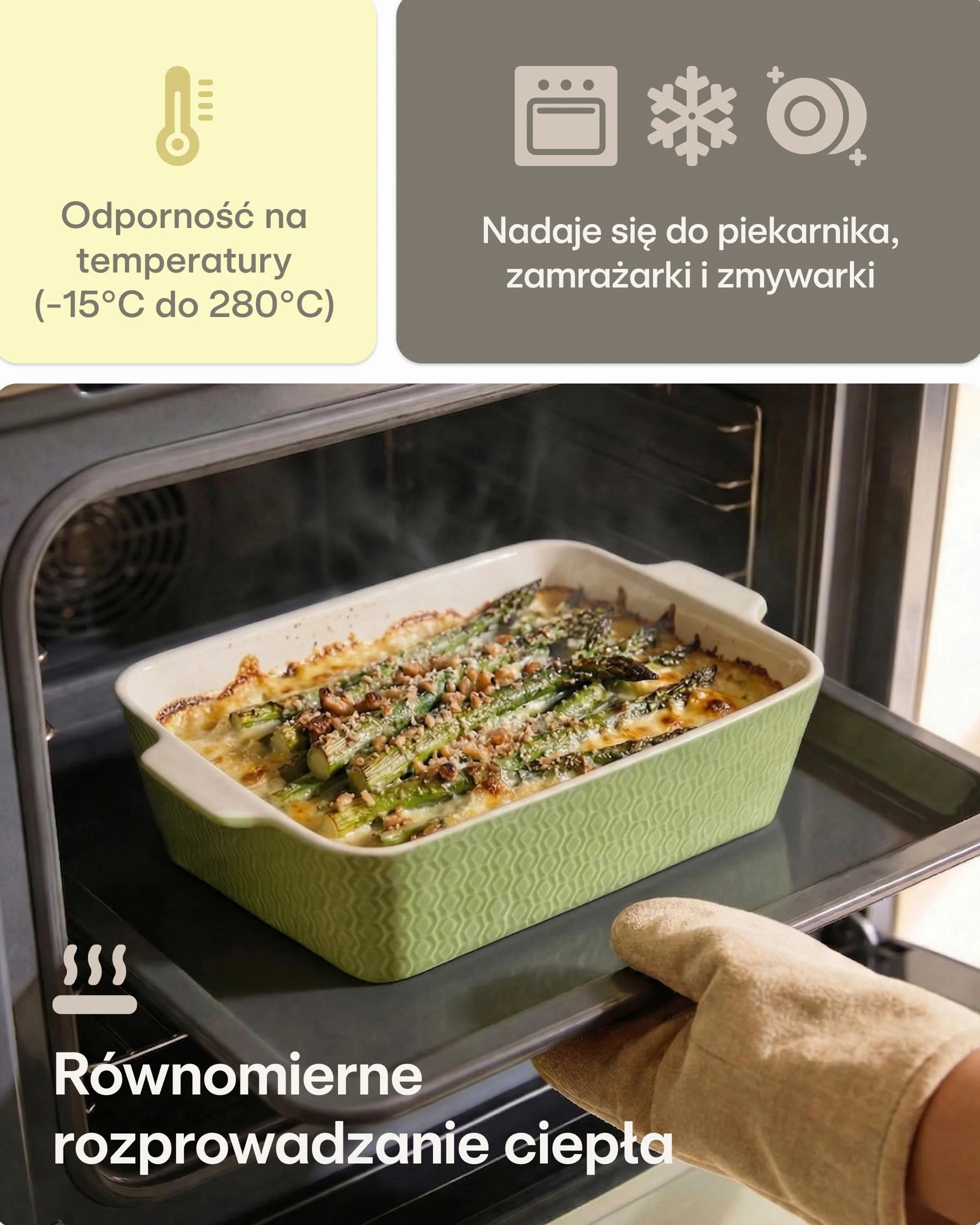 Praknu naczynie do zapiekanek ceramiczne duże prostokątne zielone