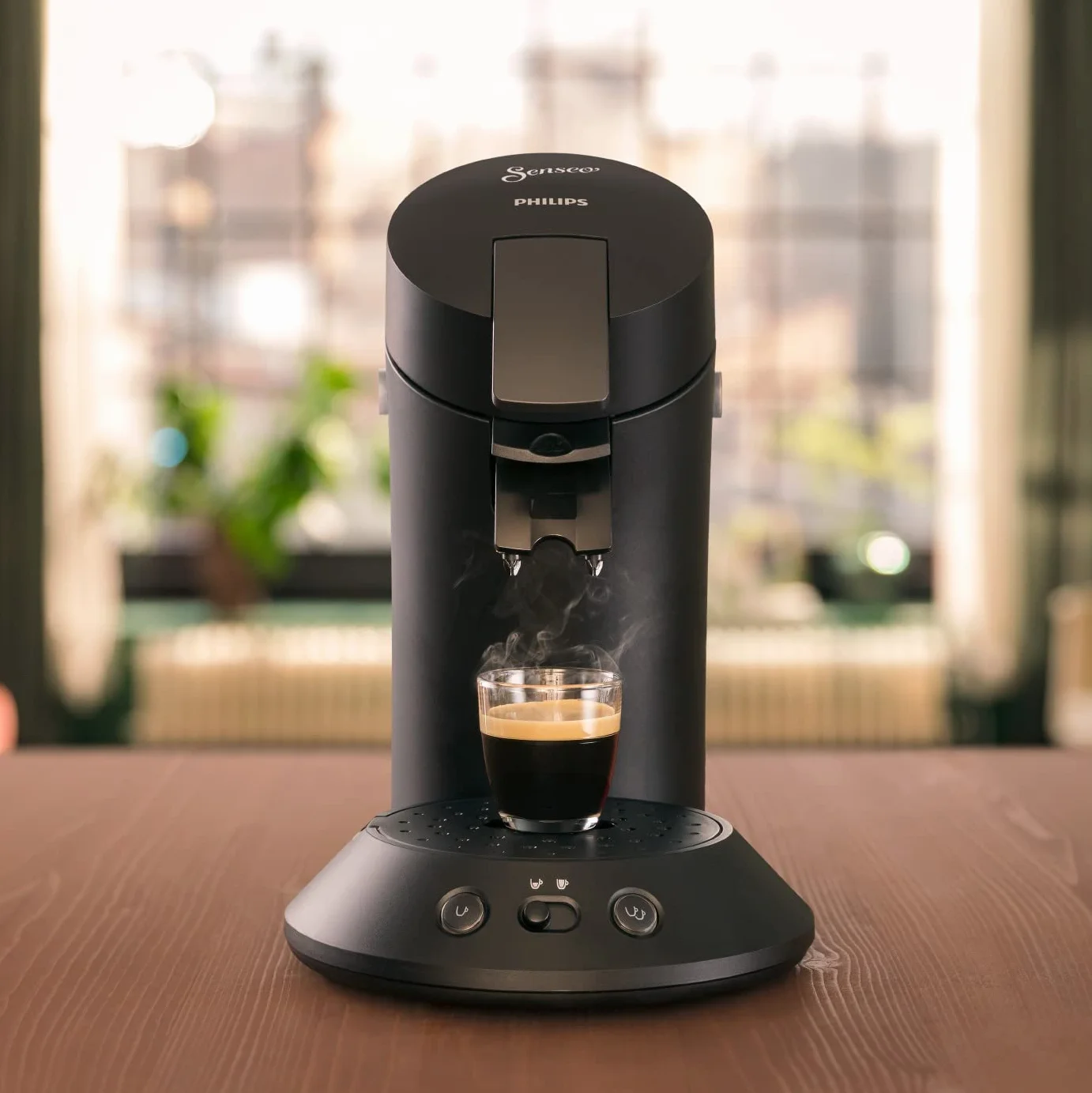 Philips Domestic Appliances Ekspres do kawy na kapsułki SENSEO, wybór mocy kawy. Technologia Boost – zielony produkt. czarny fortepianowy (CSA210/22)