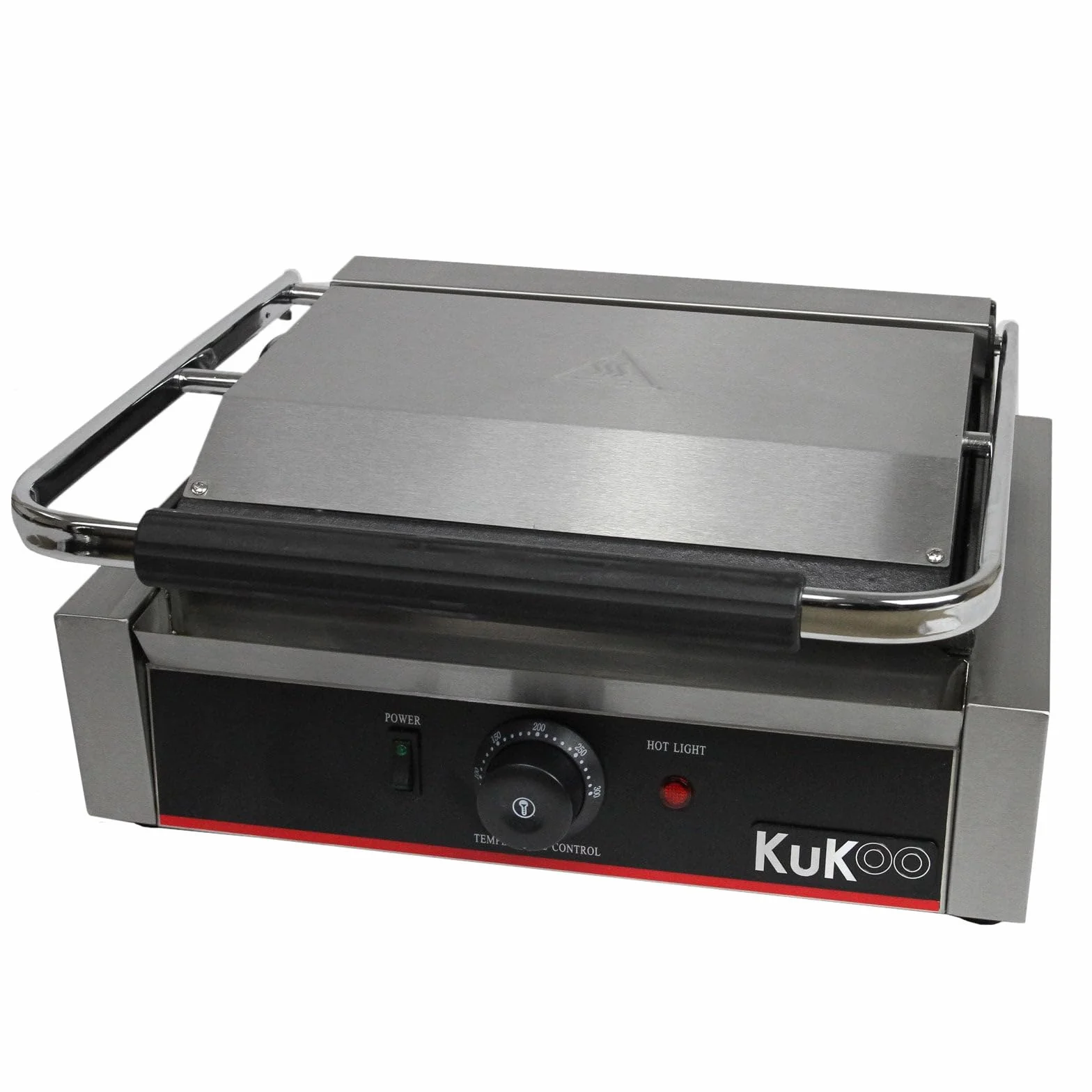 KuKoo grill kontaktowy (2200 W) - 2 płyty, temperatura 50-300°C, bezpłatna szczotka do czyszczenia + 2 tacki ociekowe, płyta grillowa Panini