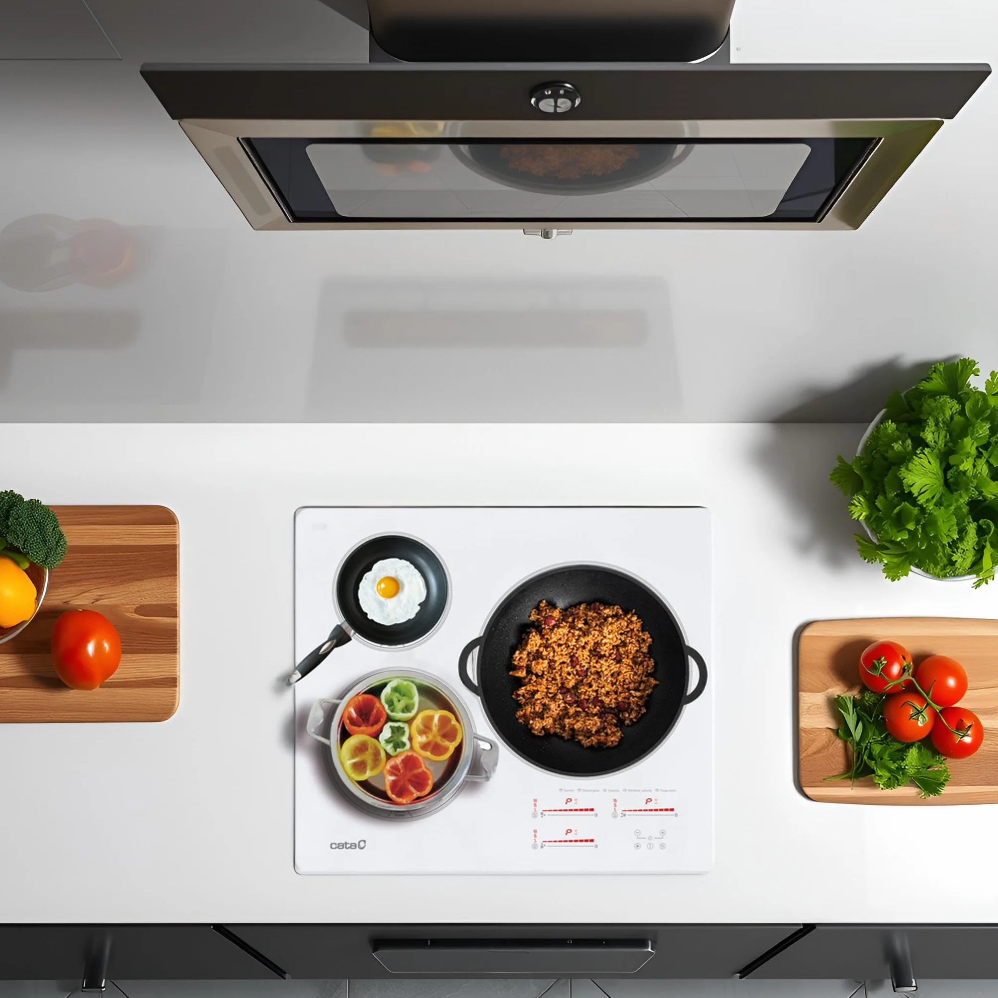 Degustacja | Płyta indukcyjna | Model INSB 6030 WH | 3 strefy gotowania | 9 poziomów mocy + Booster | Szerokość 60 cm