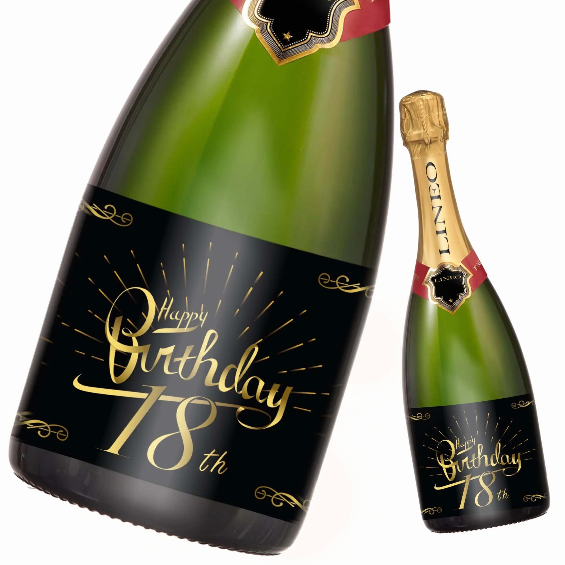 2 szt. Etykieta na butelkę urodzinową; Etykieta Happy Birthday na butelki szampana i wina, samoprzylepna; Prezent urodzinowy dla mężczyzn i kobiet (14,8 x 10,5 cm) (18 urodziny)