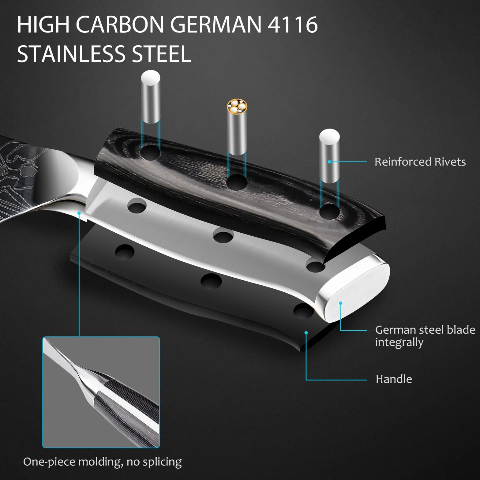 MOSFiATA Chef Knife, 6 Inch Sharp Kitchen Knife High Carbon German EN1.4116 Stainless Steel Cooking Knife, Chopping Knife Kitchen Knives with Ergonomic Handle, Gift Box