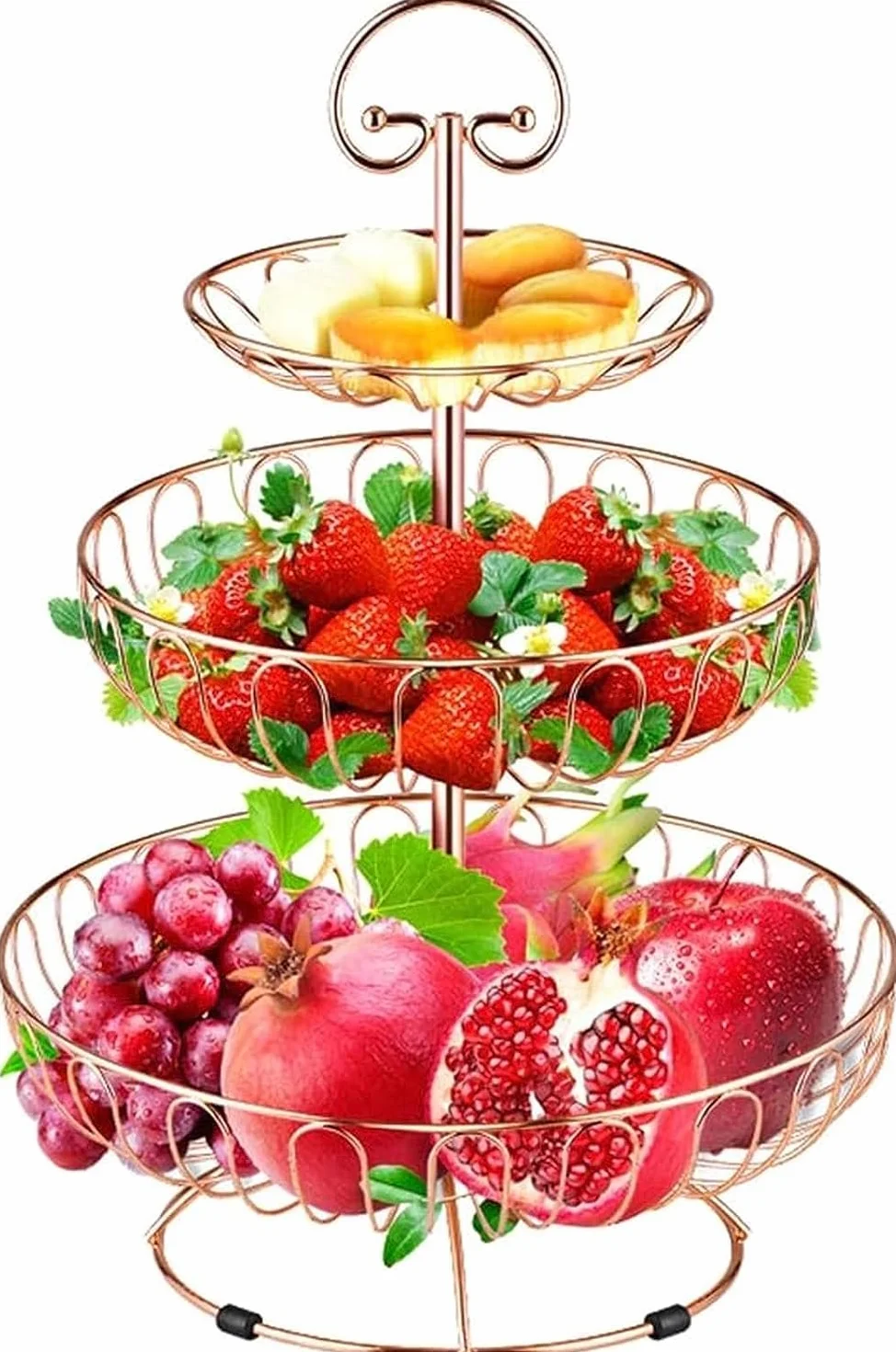 Stojak na owoce blat kuchenny - metalowy kosz 3 poziomy(C)