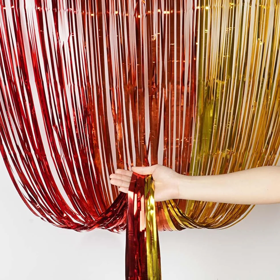 OFFCUP Tinsel Foliowa Zasłona z Frędzlami 1x2m, Błyszczące Serpentyny dla Urodzin, Ukończenia Szkoły, ślubu, Zaręczyn, Wieczoru Panieńskiego (kolor, 4 szt.)
