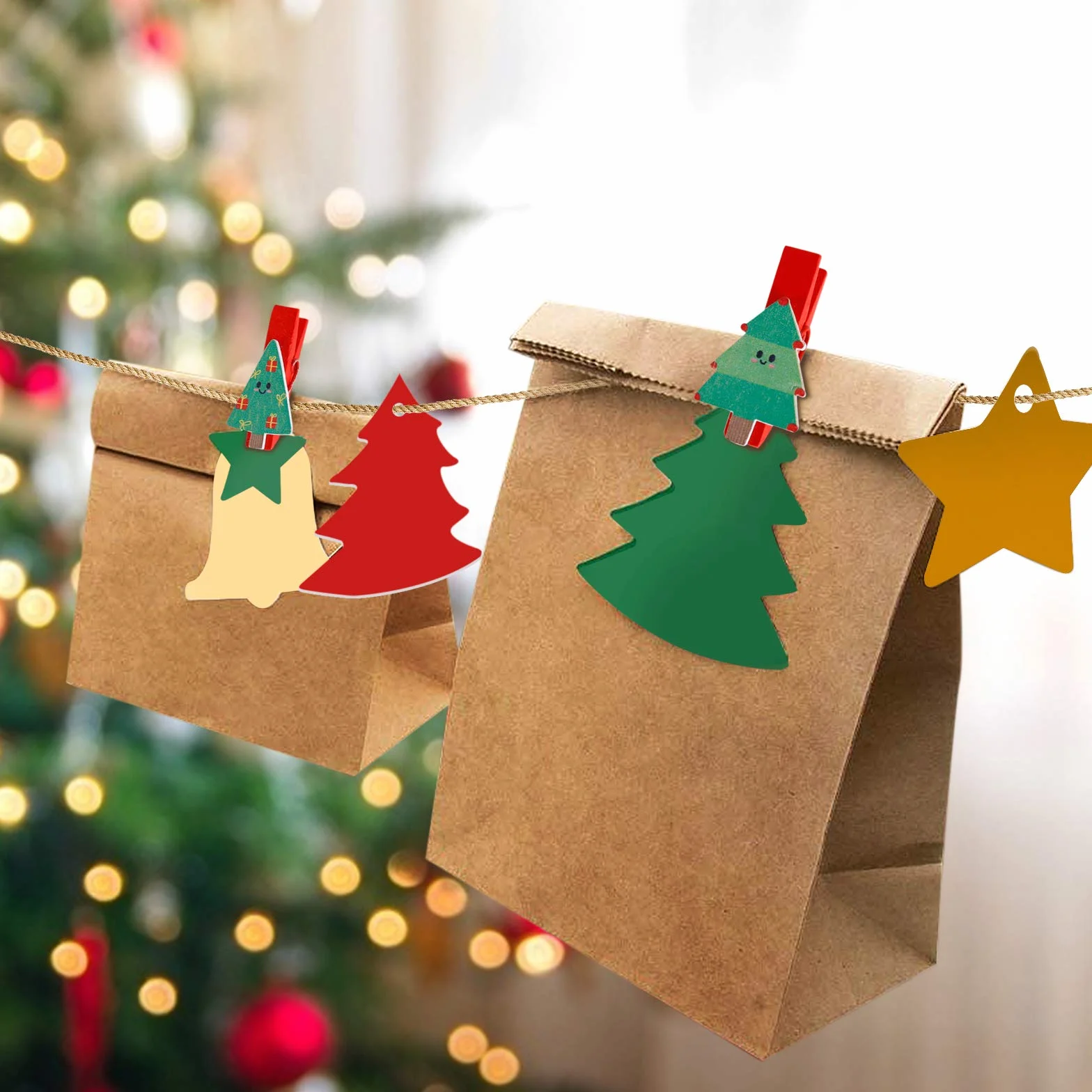 30 sztuk drewnianych spinaczek do zdobień bożonarodzeniowych, małe spinaczki z figurkami bożonarodzeniowymi, spinaczki do zdobień bożonarodzeniowych do zdobienia świątecznej dekoracji