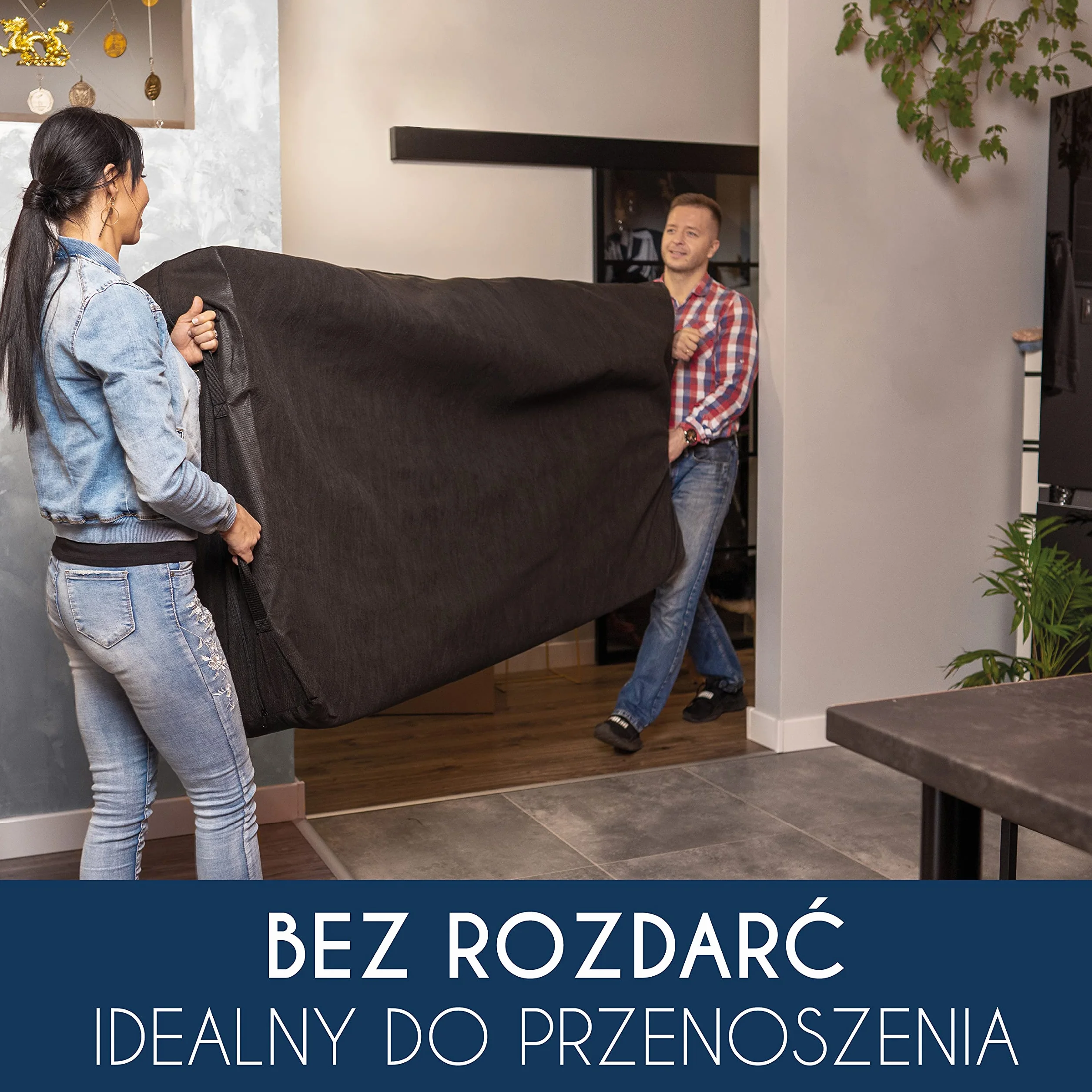 Pokrowiec na materac wodoodporny 200x200 cm 30 cm 4 uchwyty zamek błyskawiczny