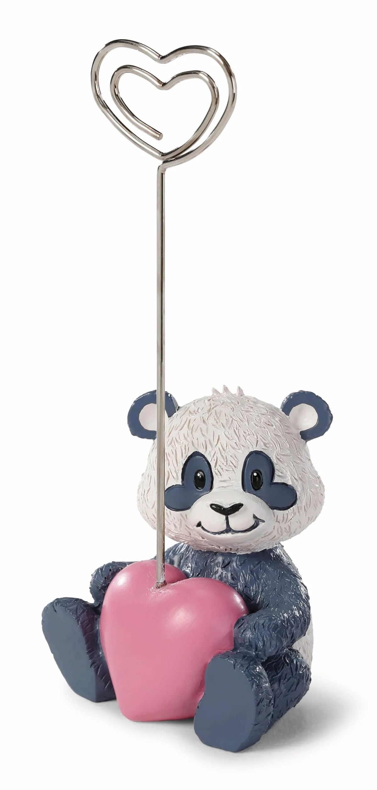 NICI Love 62630 Uchwyt na zdjęcie, panda, z żywicy poliestrowej, klips w kształcie serca do notatek i kartek, dekoracja stołu, na imprezę, urodziny wesele, 11 cm, czarny