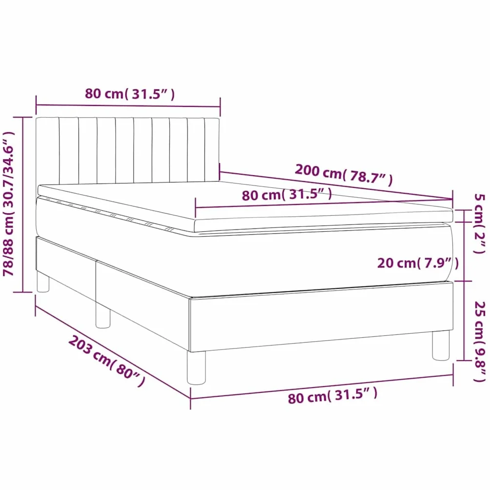 Z materacem z diodami LED regulowany zagłówek 80x200 cm czarny | Łóżko kontynentalne z materacem sprężynowym LED czarne 80x200 cm tkanina z zagłówkiem