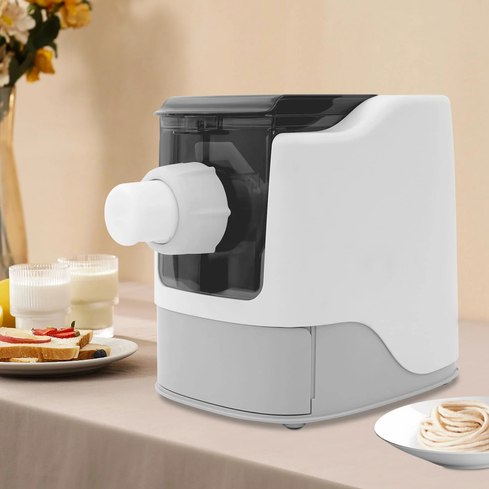 Elektryczna maszynka do makaronu z 13 foremkami, 260 W, w pełni automatyczna maszyna do makaronu, do 500 g suchej mąki, makaron do makaronu do pierogów, spaghetti, fettuccine