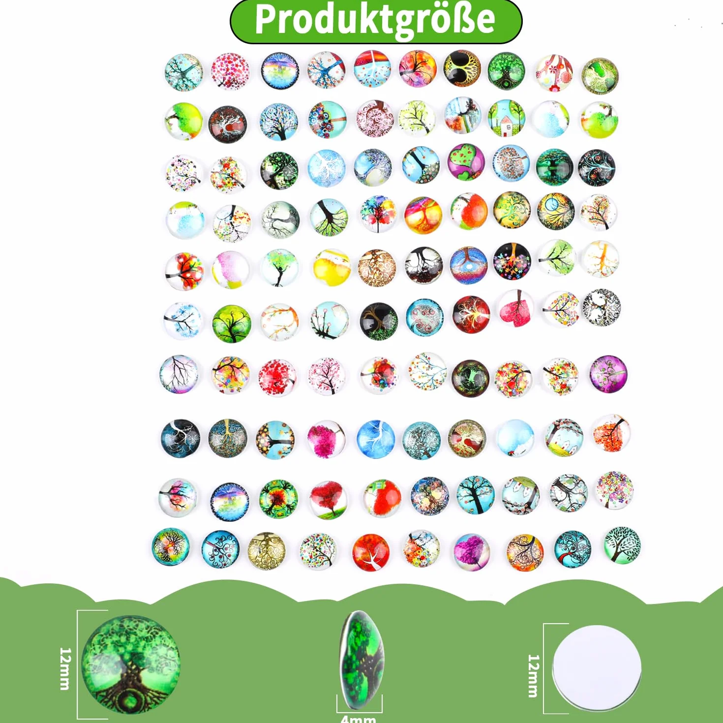 100 sztuk kolorowych szklanych kamieni szczęścia, 12 mm, różne kolory, okrągłe kaboszony szklane do samodzielnego wykonania biżuterii, dekoracja domu