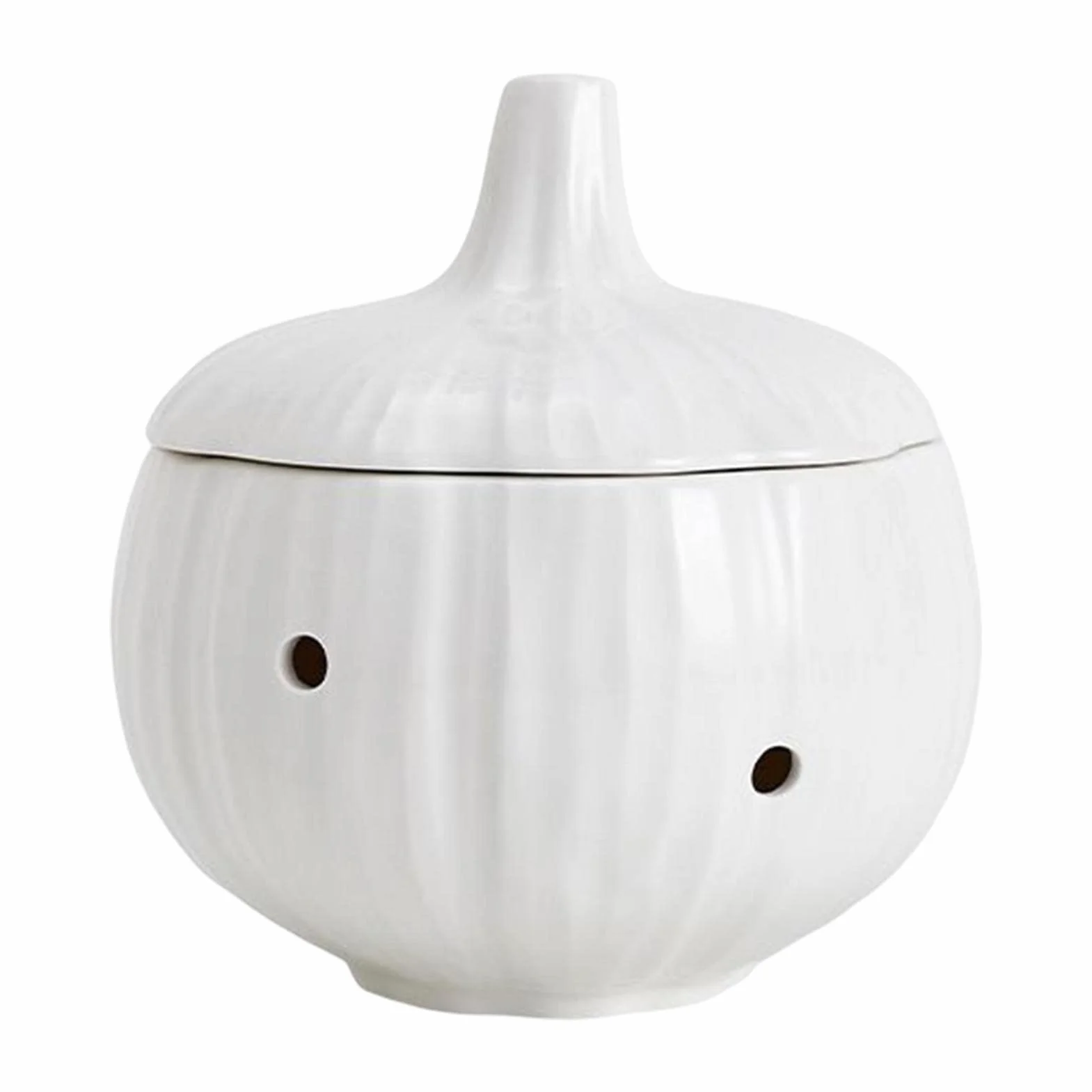 Pojemnik do przechowywania czosnku, ceramiczny, pojemnik imbir z wentylowanymi otworami i pokrywk? , pojemnik z bia?ej kamionki, suszone czosnek chili