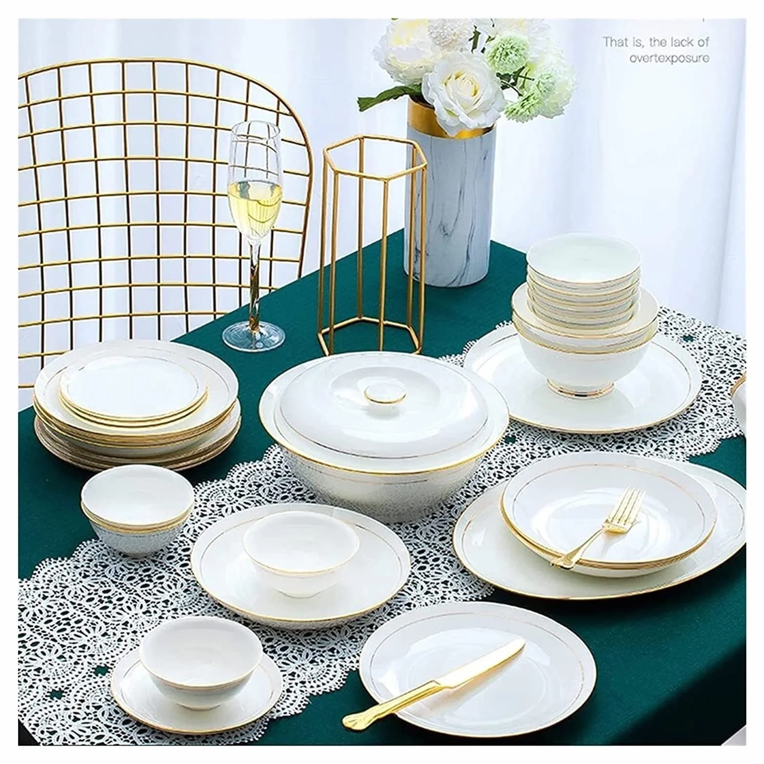 Zestaw zastawy stołowej - 36 szt. ceramiczny zestaw serwisowy, naczynia stołowe z porcelany kostnej dla 6 osób, porcelanowa zastawa stołowa