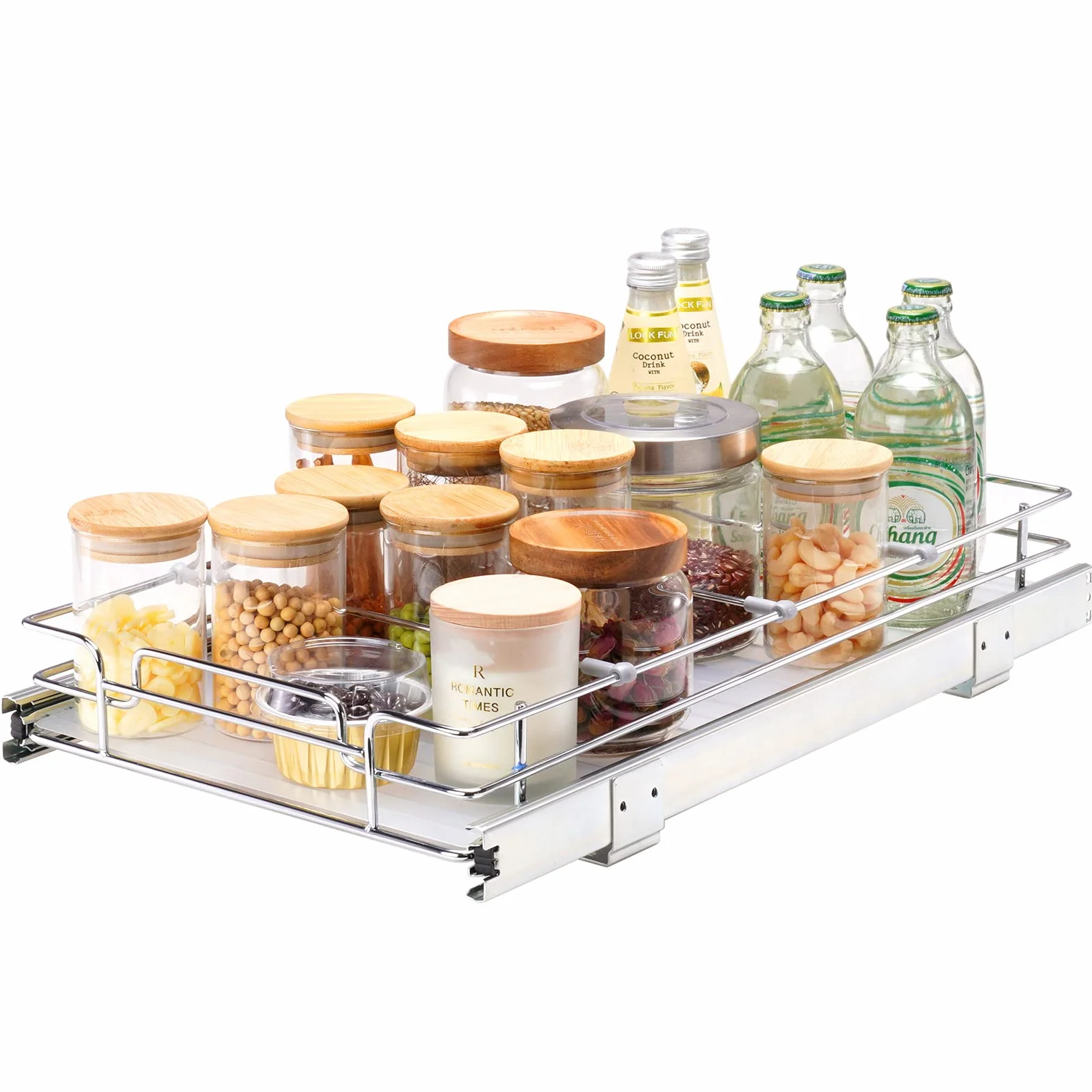 VEVOR 30 cm szer. x 53 cm gł. wysuwany organizer do szafki, wytrzymałe wysuwane półki spiżarni, wysuwane szuflady ze stali chromowanej, przesuwne przechowywanie szuflad do domu, wewnątrz szafki kuchennej, łazienki, pod zlewem