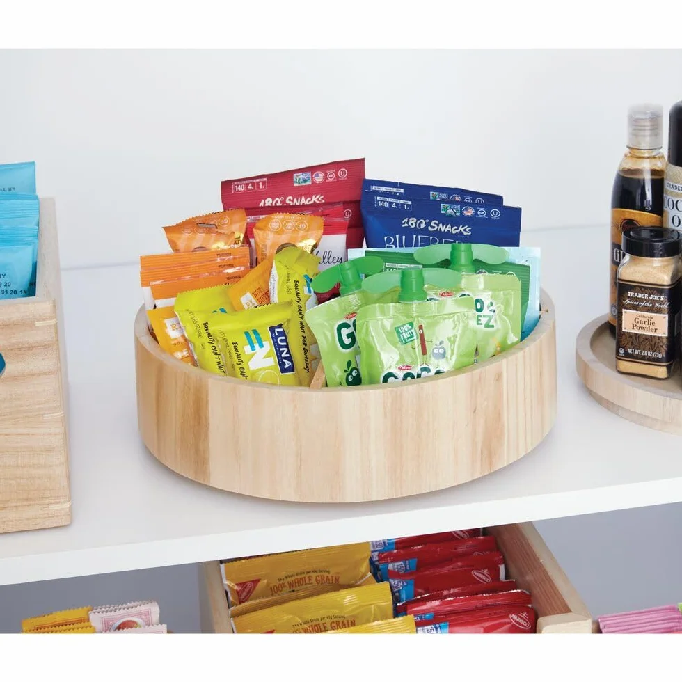 iDesign 30,5 cm gramofon Lazy Susan z wyjmowaną przegrodą, naturalne drewno Paulownia, jasnobrązowy