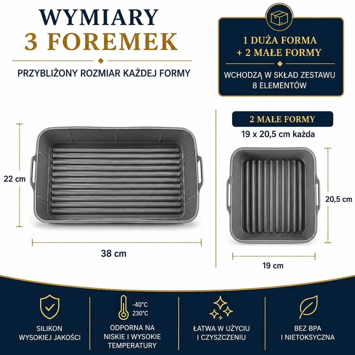 Zestaw 8 akcesoriów do frytkownicy beztłuszczowej Cosori TwinFry 10L | 3 foremki z dnem o łagodnych falach, 4 foremki o różnych kształtach i 2-poziomowa kratka S304, do zmywarki, do 230°C