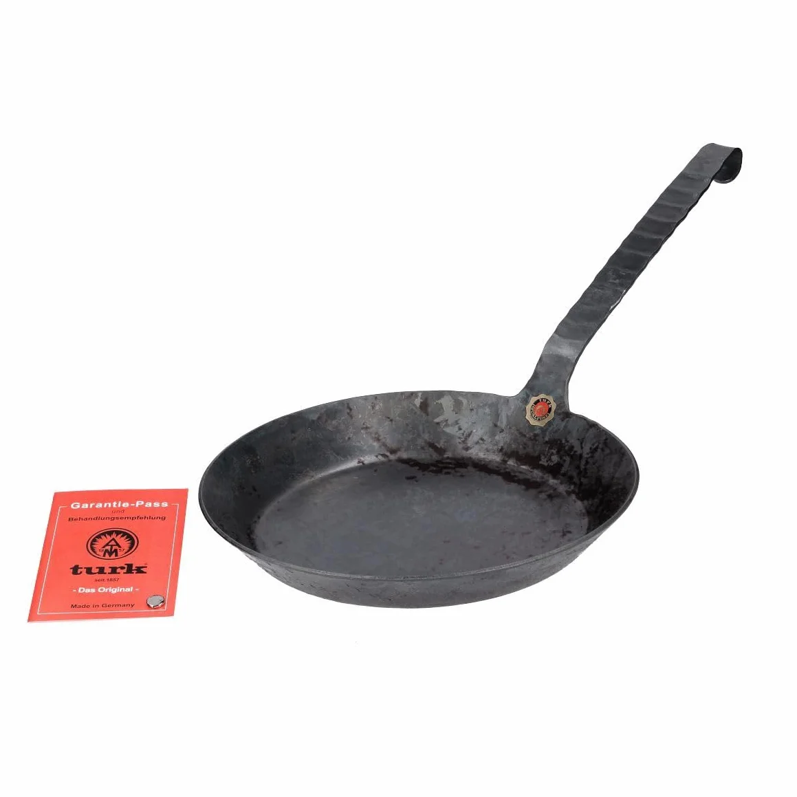 Turk 65526 patelnia żelazna z płaskim trzonkiem z haczykami swobodnie kuta na ciepło, średnica 26 cm
