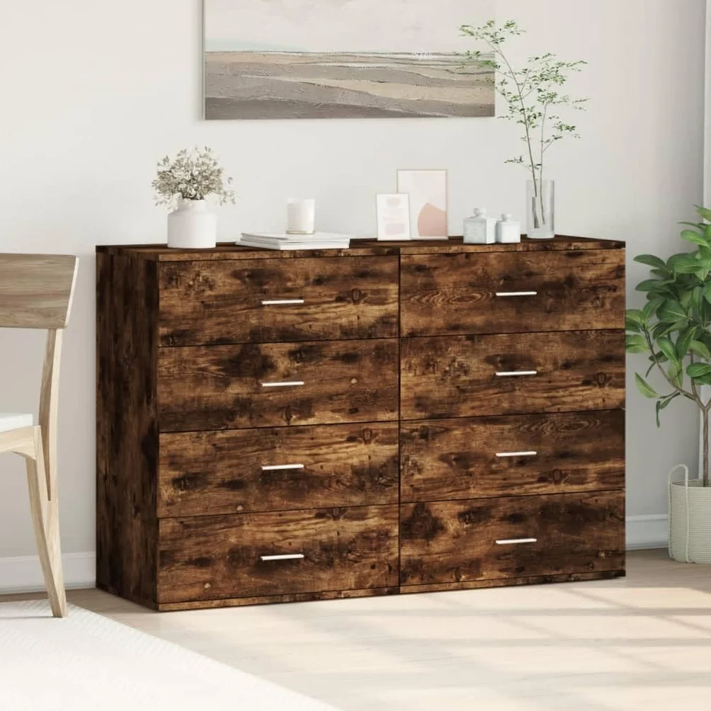 Générique 2-częściowy bufet wędzony dąb 60 x 39 x 80 cm, wytrzymały mebel do przechowywania z dużą przestrzenią na czasopisma i książki, praktyczny i stabilny design.