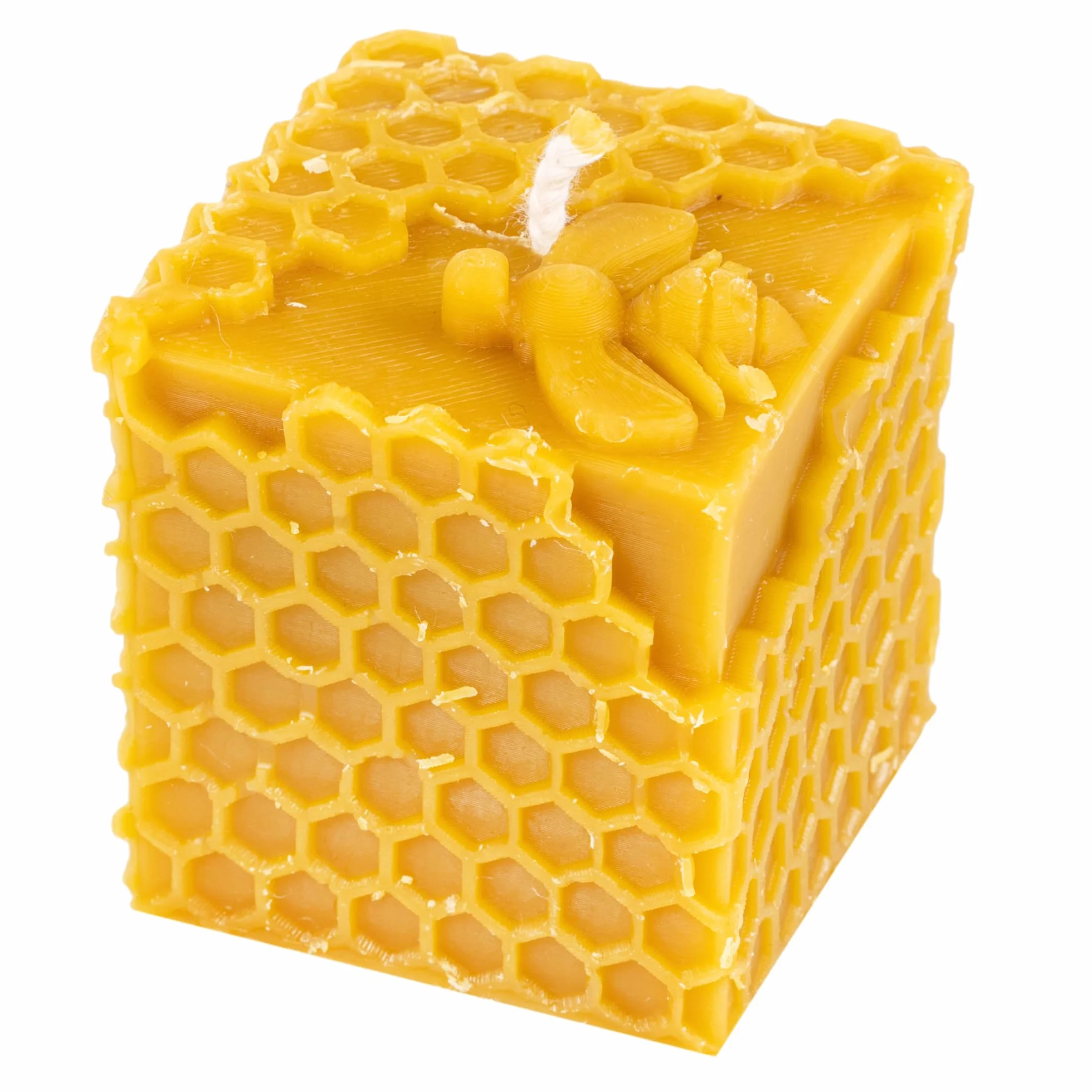 BeesWax World ręcznie wykonana – z bawełnianym knotem – 100% wosku pszczelego – dekoracyjna i trwała – różne kształty do wyboru (Pszczeli Sześcian)