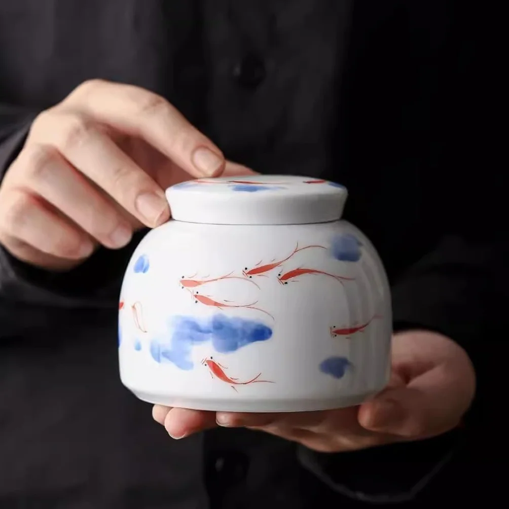 TEESONG Słoiki na herbatę ręcznie malowane ceramiczne puszki na herbatę domowe pu'er czarna herbata luźna puszki na herbatę zamknięte puszki na herbatę z pokrywkami pojemniki do przechowywania herbaty