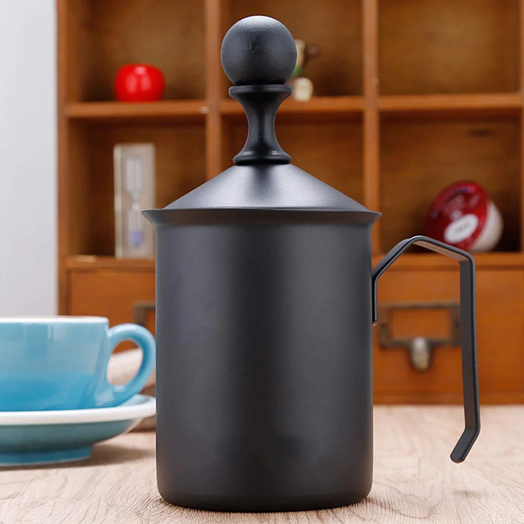 Ręczna pompka do spieniania mleka, 400 ml, ręczna maszyna do spieniania mleka, stal nierdzewna do cappuccino i kawy latte