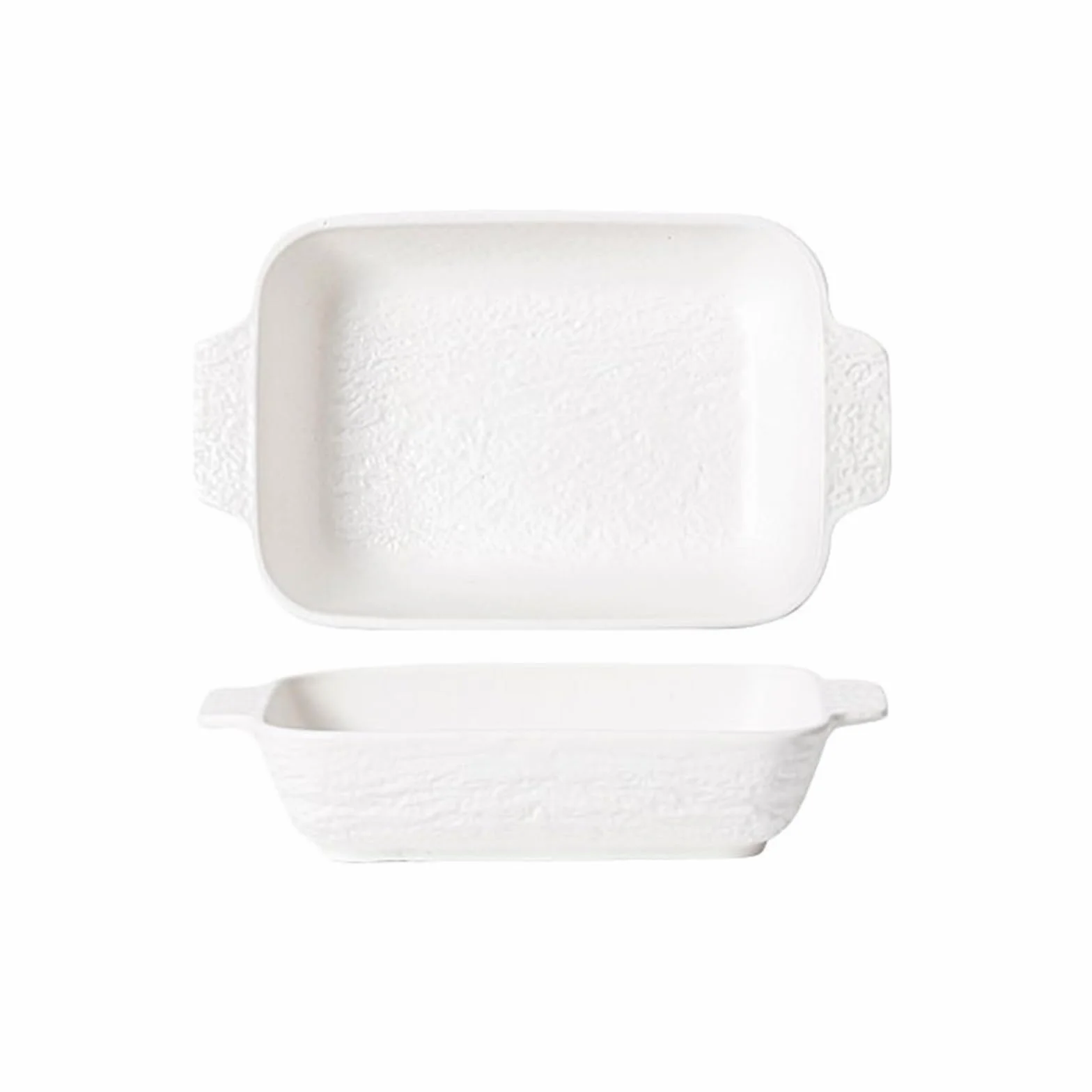 Naczynie do pieczenia Kreatywny wzór z kamieniem Podwójna płytka do uszu Płyta mikrofalowa Ceramiczny piekarnik elektryczny użytku domowego Naczynie pieczenia Miska(Biały,35cm)