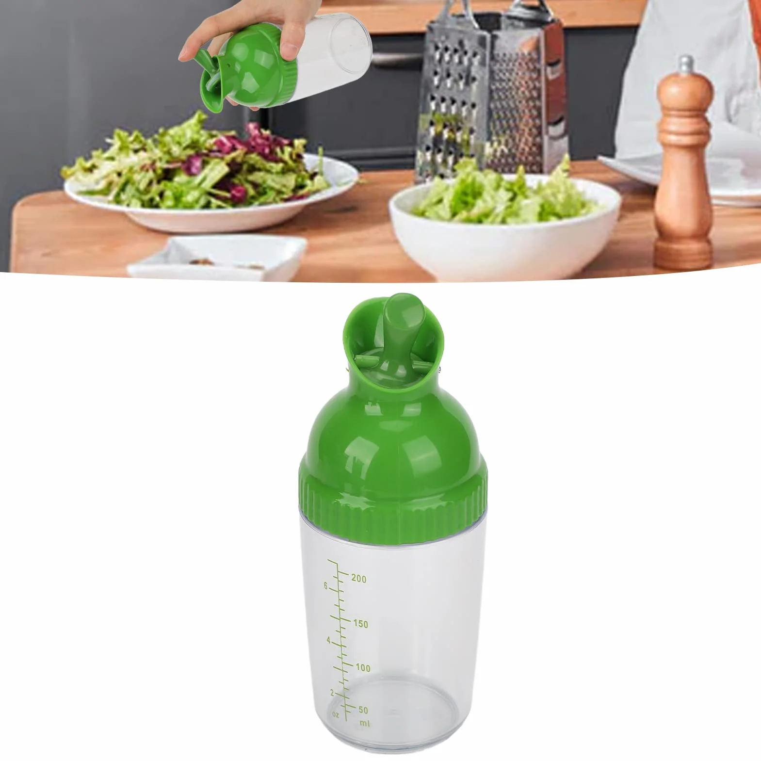 Shaker do Sosów do Sałatek, 200 Ml Szczelna, Szczelna Butelka z Dressingiem do Sałatki z Sosem Sojowym(Zielony)