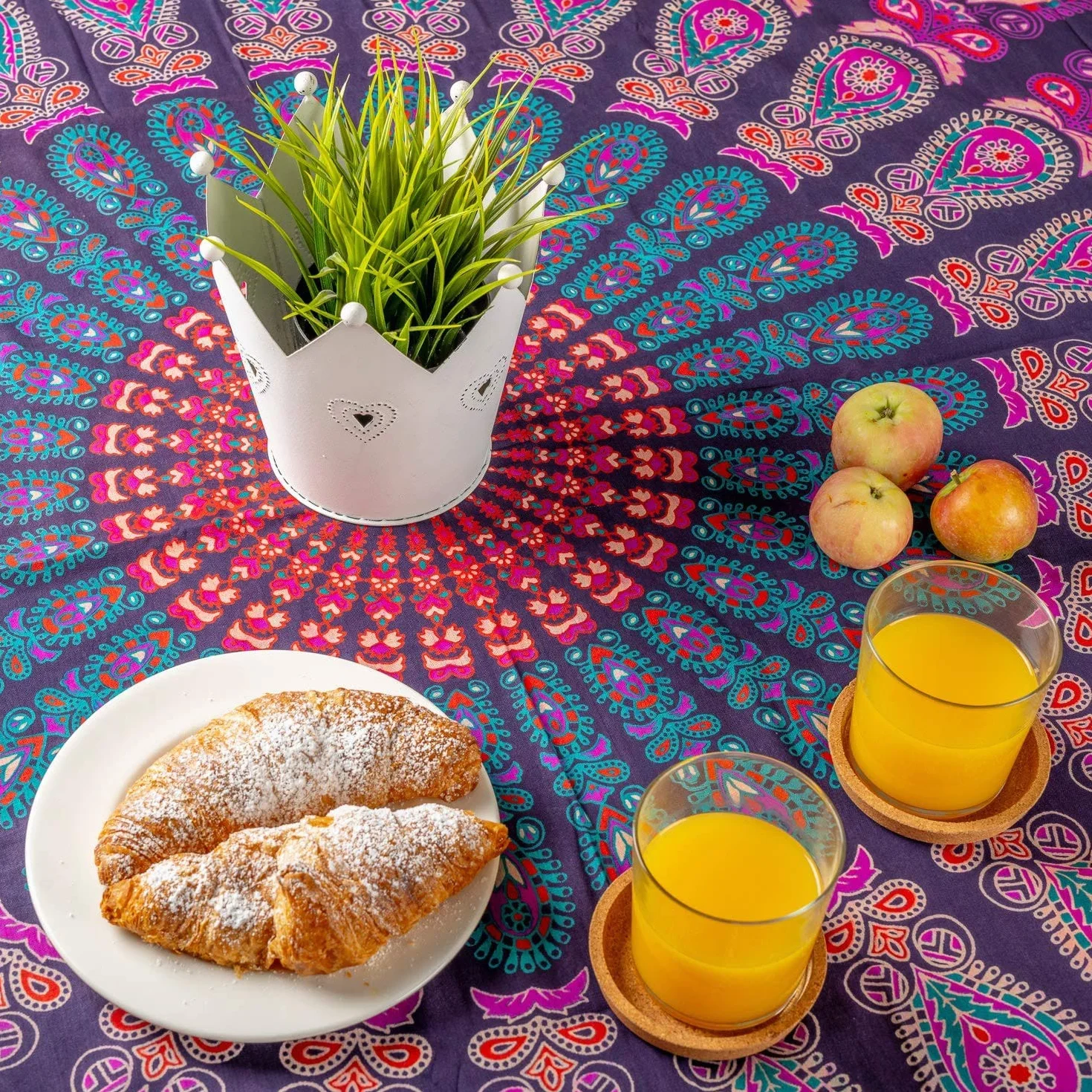 MOMOMUS Mandala gobelin naturalny, 100% bawełna, duży, uniwersalny - dekoracyjne gobeliny ścienne - idealne do dekoracji domu, sypialni lub salonu - ok. 210 x 230 cm