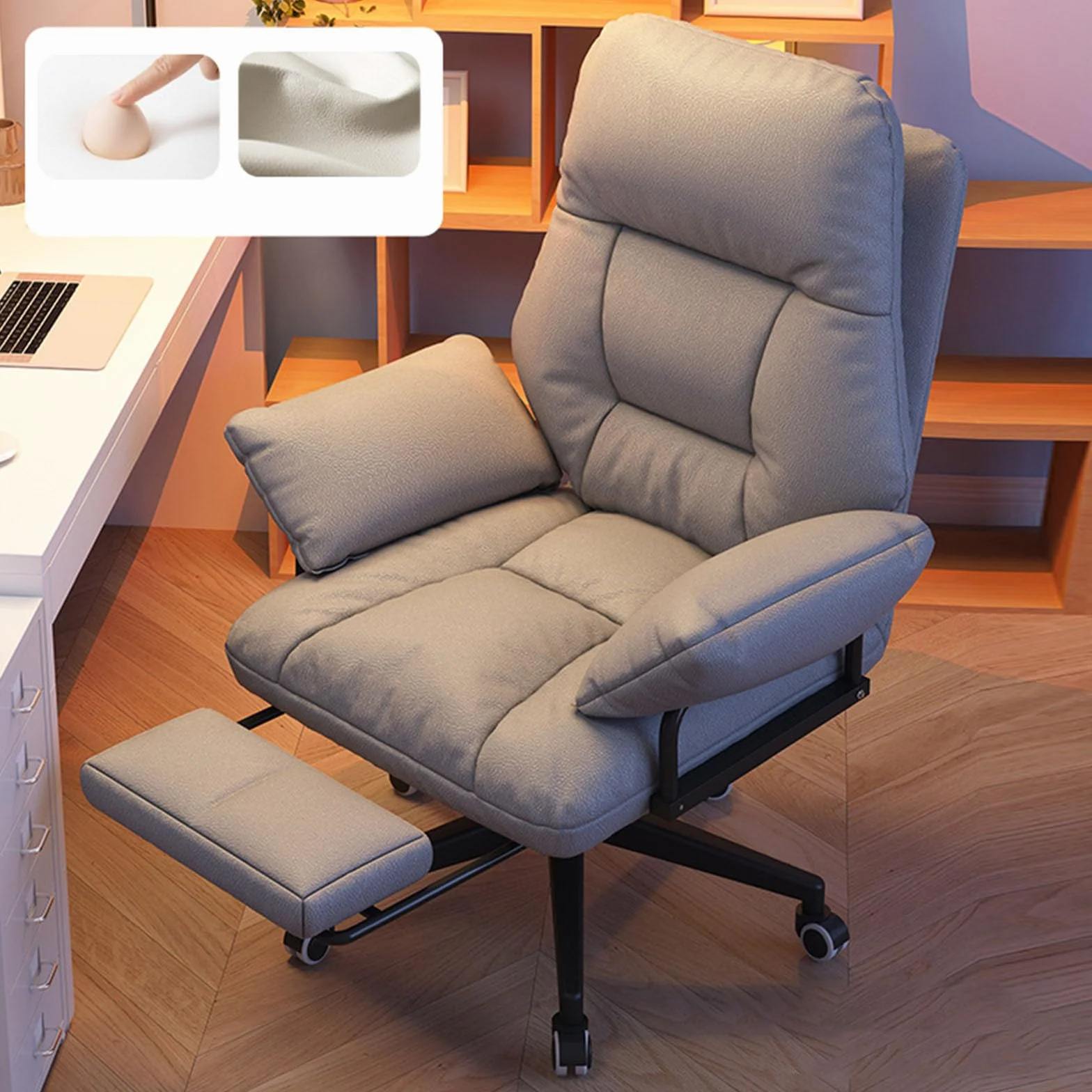 Ergonomiczny fotel biurowy z podnóżkiem, wysokie oparcie, krzesło biurowe dla dyrektorów, do domu i biura, wygodna, rozkładana sofa, wodoodporna tkanina techniczna, idealna do gier i relaksu