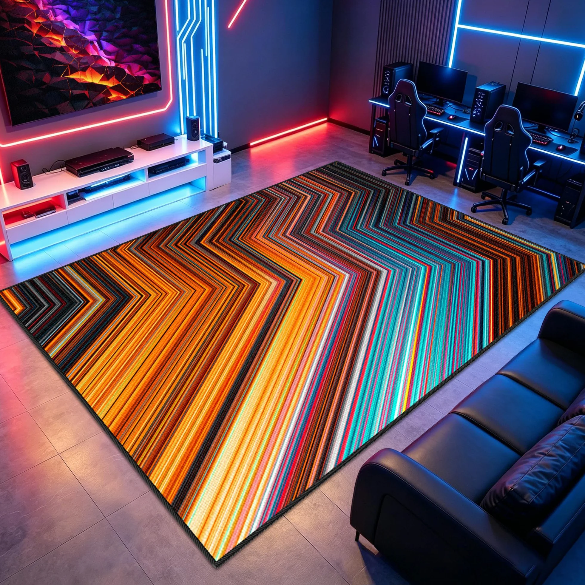 Mata do zabawy do pokoju chłopięcego mata do zabawy 170 x 200 cm Mata podłogowa do gier, mata podłogowa e-sportowa mata na krzesło do gier Salon mata ochronna na podłogę do gier 3D do jadalni