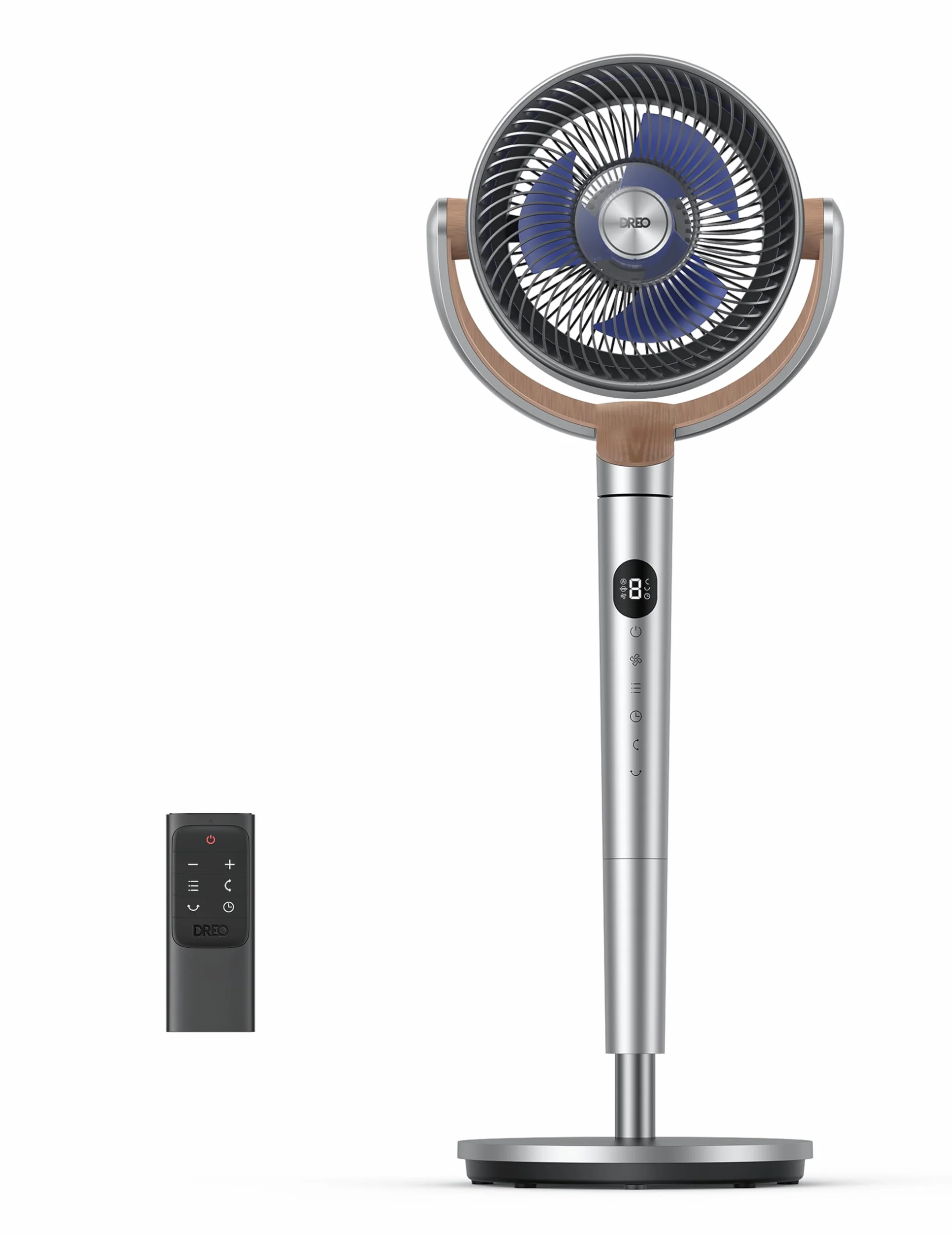 Dreo Cichy wentylator stojący 23 dB, wielokierunkowy wentylator oscylujący 120°+120°, odległość wiatru 24 m, objętość powietrza 1200 m³/h, prawdziwy turbo cyrkulator powietrza, wysokość 102 cm, 3