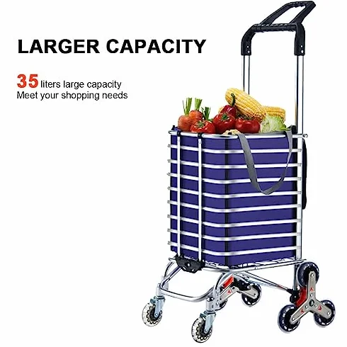 Wózek wspinaczkowy na schody, składany 8-kołowy przenośny wózek z pokrywą, obracany o 360° uchwyt do łatwego użycia w magazynie i na rynkach