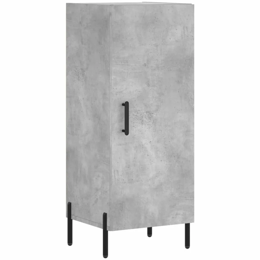 Générique Bufet wysoki szary betonowy 34,5 x 34 x 180 cm, szafka do przechowywania drewna inżynieryjnego z praktycznymi drzwiami i metalowymi nogami, wąska szafka do przechowywania dużej przestrzeni