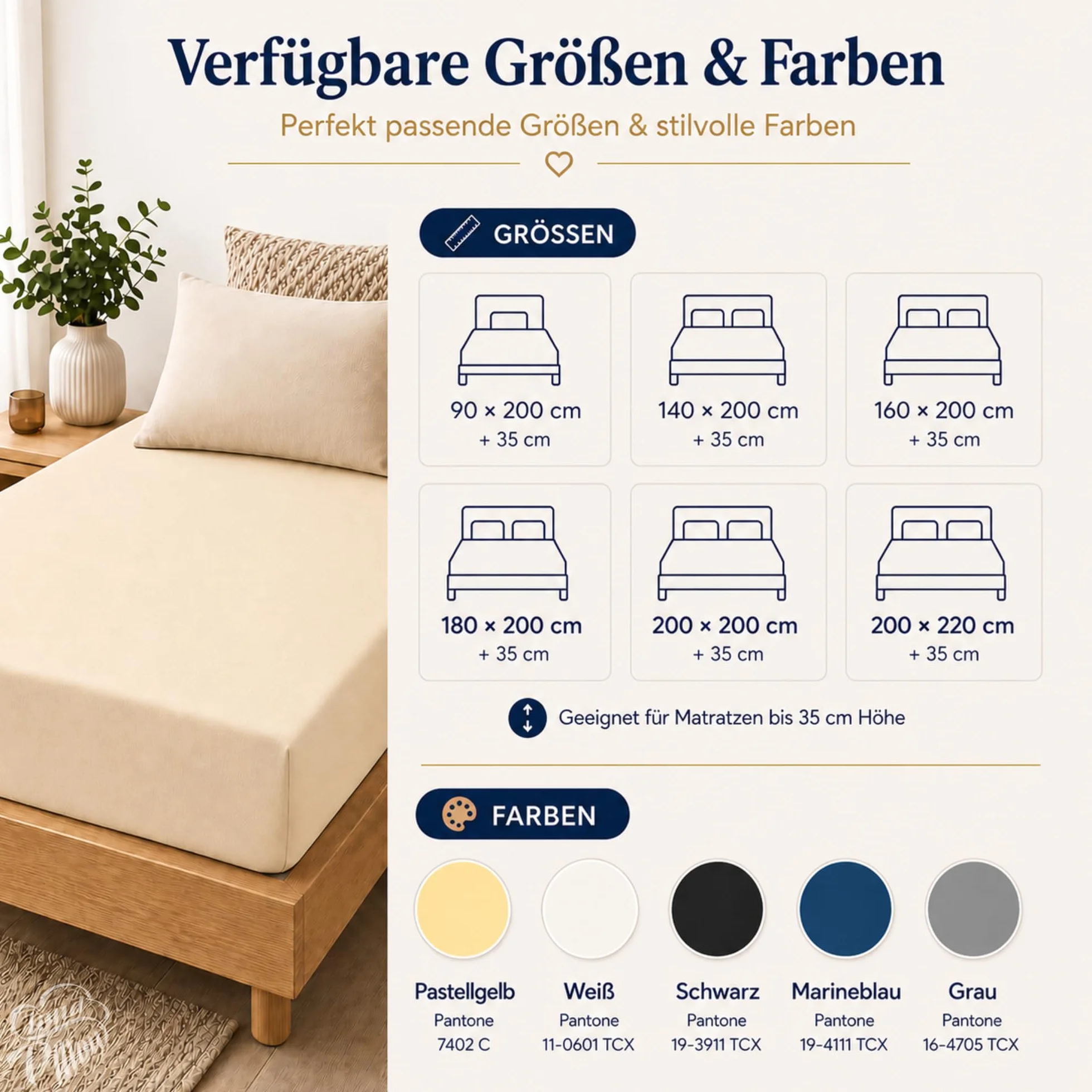 Cloud Pillow Prześcieradło z gumką 160x200cm – idealne na wysokie materace | 100% bawełna, elastyczna gumka wokół, komfort na co dzień, na materace do 35 cm, 160 g/m², OEKO-TEX Standard 100