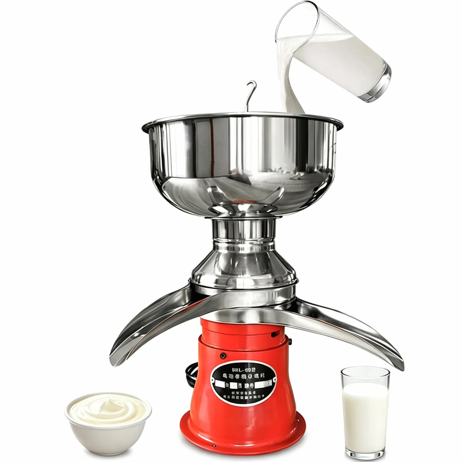 Wirówka do Mleka 5L Elektryczna, Separator Śmietany Stal Nierdzewna 50L/H, 11000 RPM,do Produkcji Masła i Sera, Milk Skimmer High Efficiency