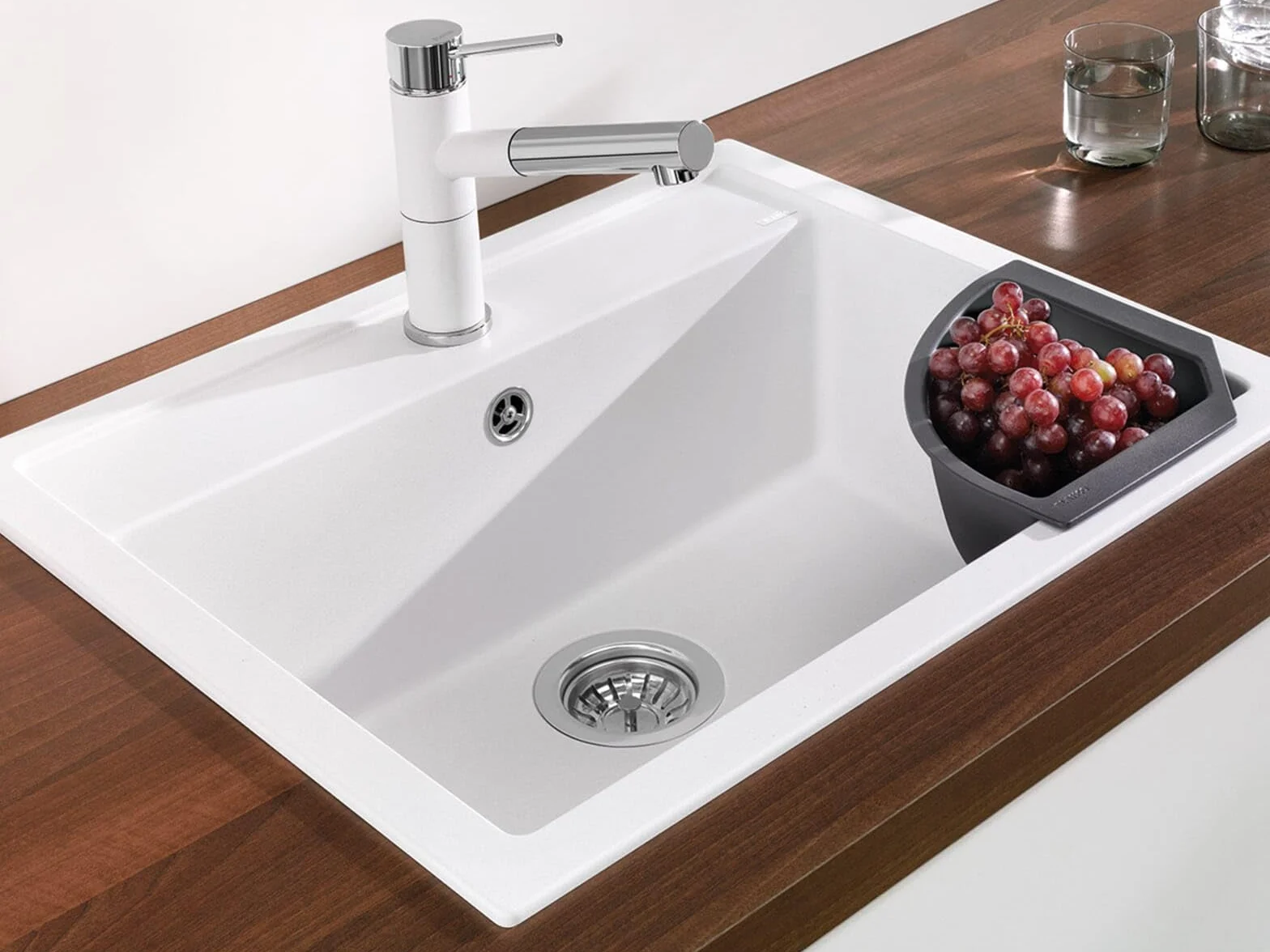 BLANCO 235866 Narożna odsączarka na żywność i naczynia, 1, czarna, 215 mm x 215 mm