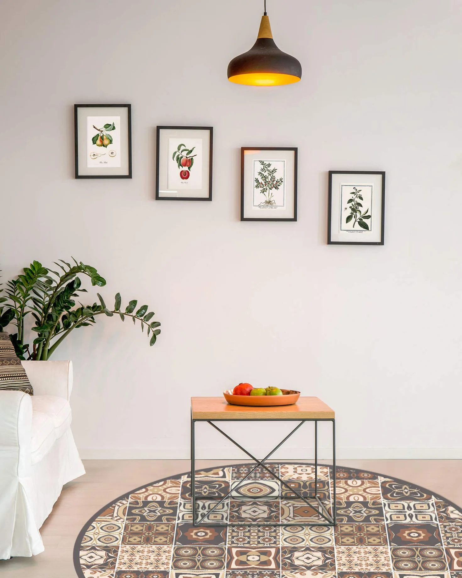 Panorama Mata podłogowa winylowa w płytki cementowe brązowe 40x80 cm - mata kuchenna z linoleum winylowego PVC - antypoślizgowy zmywalny trudnopalny dywan do kuchni, biura salonu - ochrona podłogi