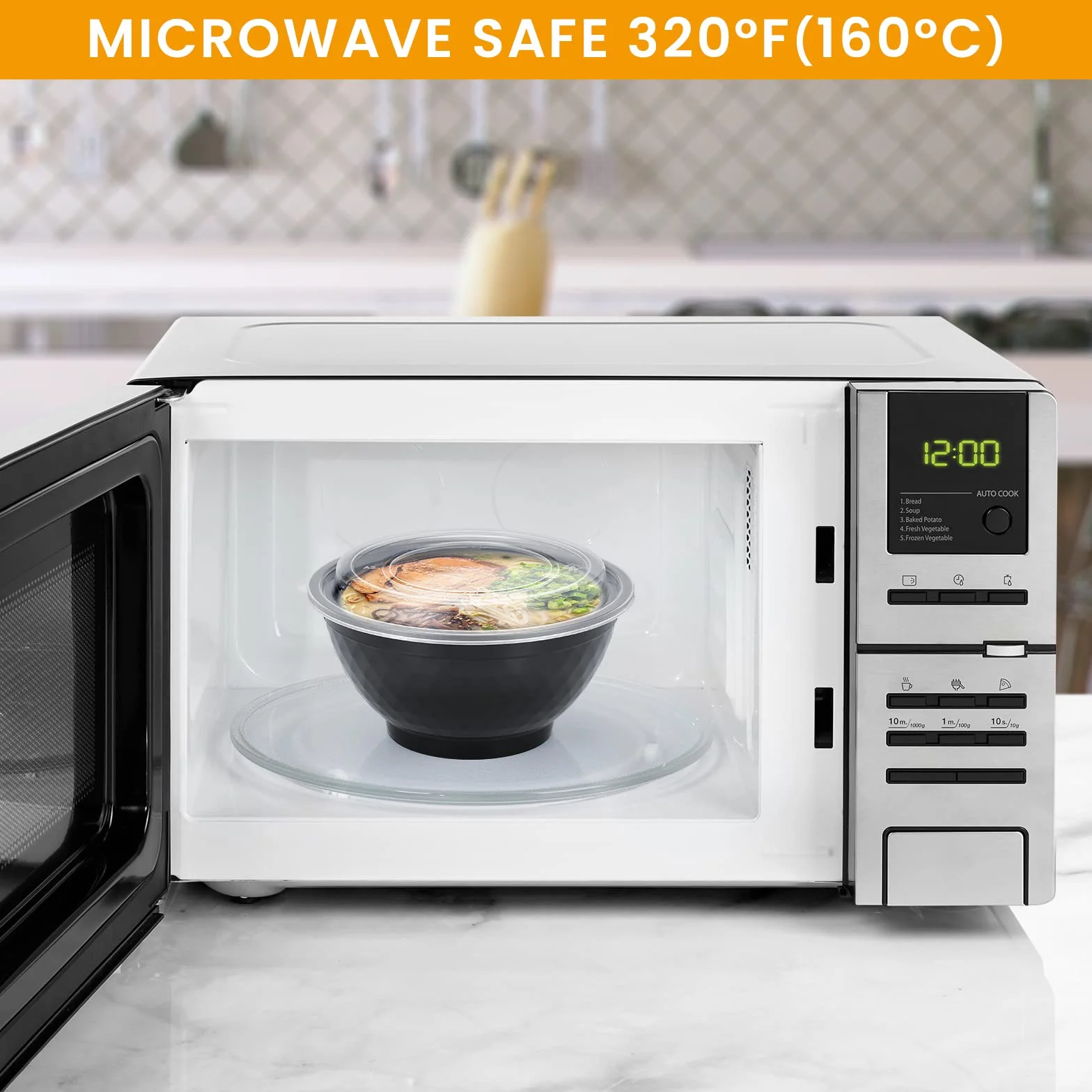 Kitch'nMore Miski do przygotowywania posiłków z pokrywkami, plastikowe pojemniki na żywność z przezroczystymi, szczelnymi pokrywami na makaron, miskę do poke, sałatkę, zupę - zamrażarka, kuchenka mikrofalowa i zmywarka, pojemnik na lunch - 1000 ml, 30-pak