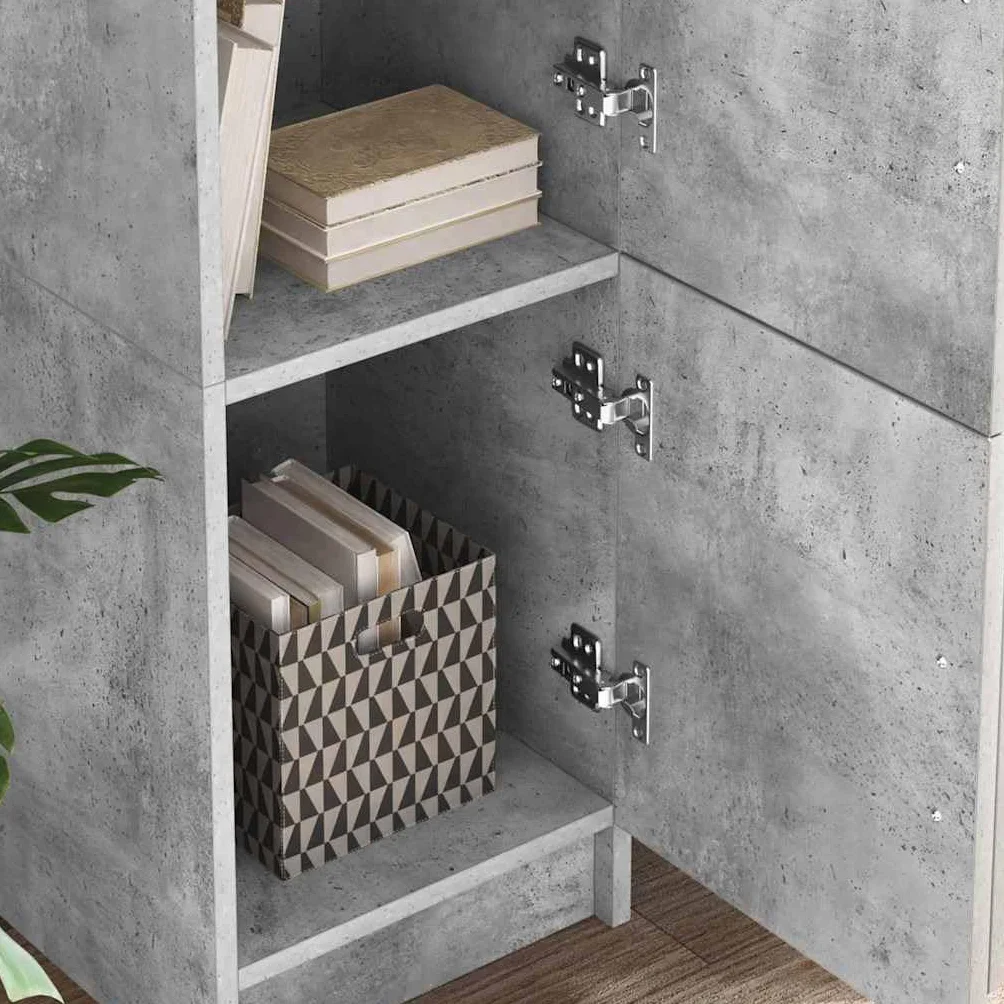 2-częściowy zestaw biurka betonowego z materiału drewnopochodnego z wysoką szafką 133,5 x 50 x 124 cm, drzwi na zawiasy, miejsce do przechowywania do biura, biura, laptopa, monitora