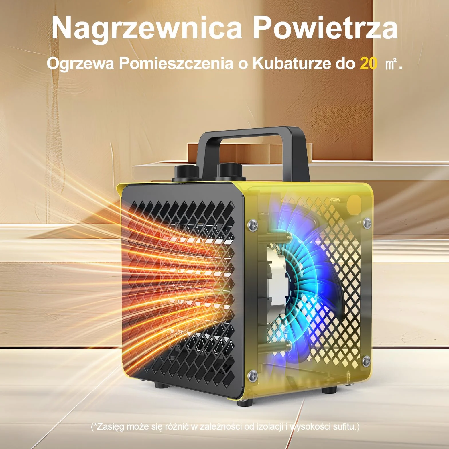 2000 W Przenośny Ceramiczny Grzejnik Wentylatorowy – Szybkie Nagrzewanie i Niskie Zużycie Energii – Elektryczne Ogrzewacze Pomieszczeń – Idealny do Domu i Biura