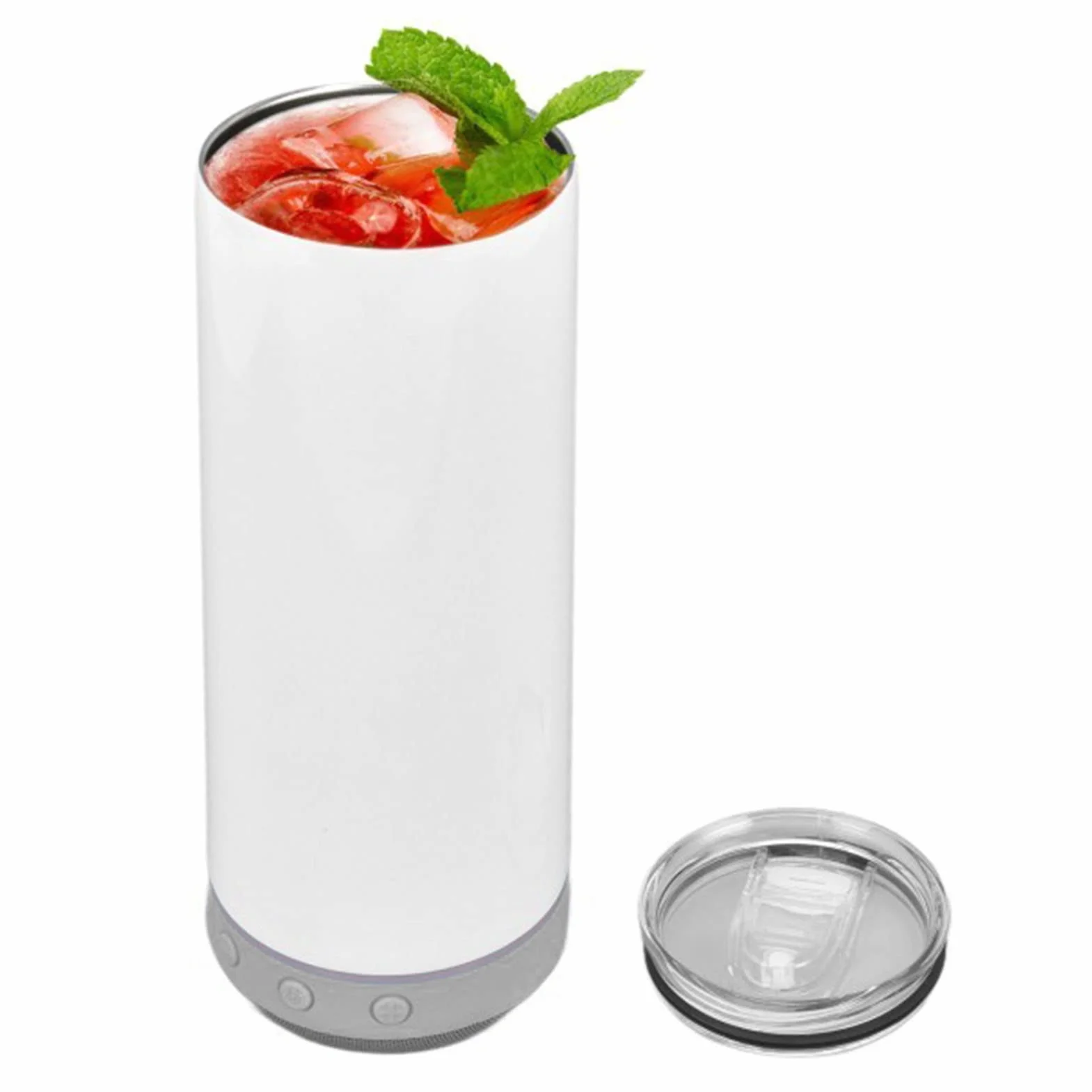 Kubek sublimacyjny 20oz, izolowane kubki ze stali nierdzewnej 304, zdejmowane termosy próżniowe z podwójną ścianką z głośnikiem Bluetooth i światłami LED, wodoodporny kubek muzyczny na prezent bożonar