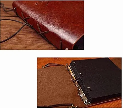 Album na zdjęcia pasek ze skóry PU DIY ręcznie wykonany album fotograficzny typ wklejania duża rodzinna podróż książka pamięci 21 x 28 cm (kolor: brązowy)