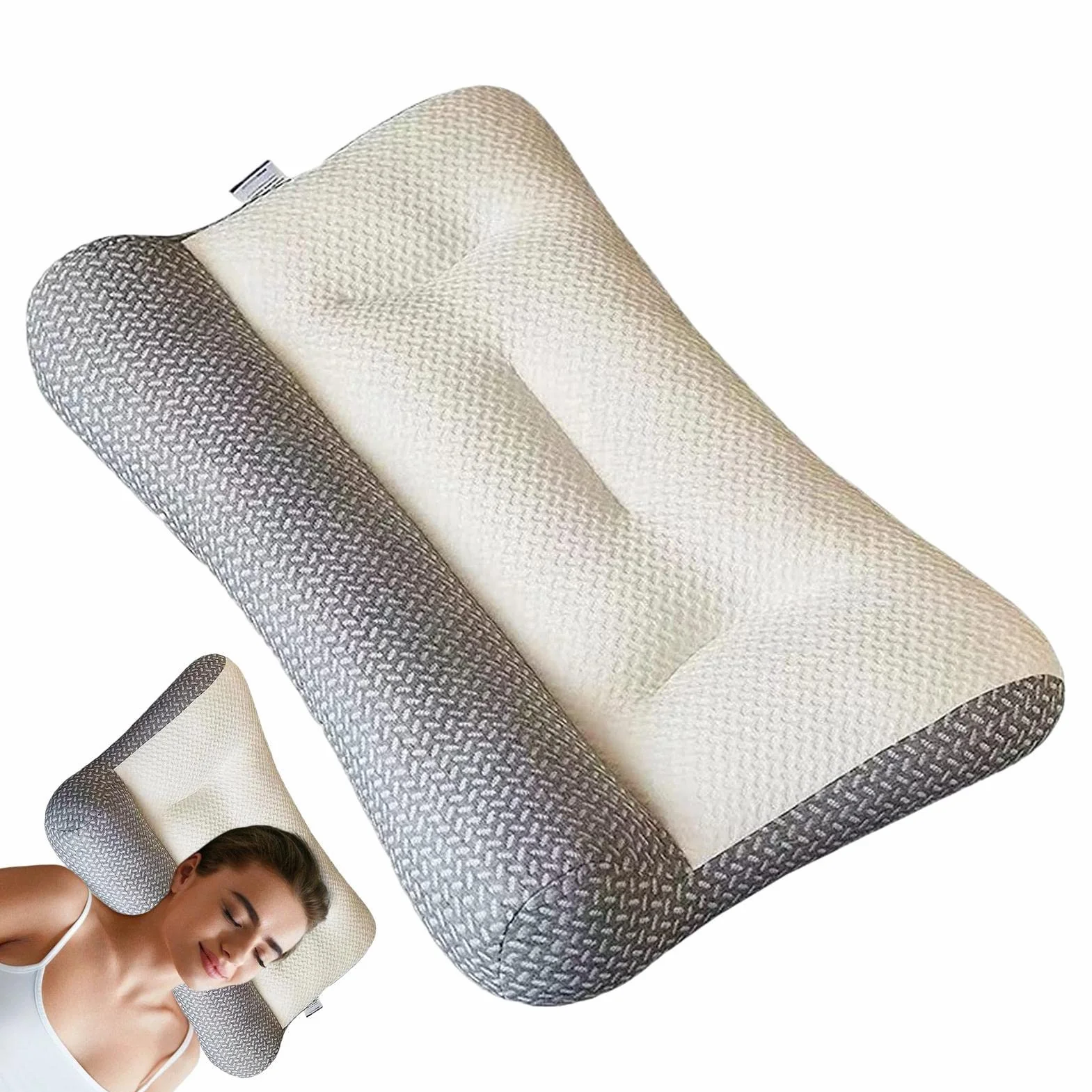 Ergonomiczna poduszka pod kark, ortopedyczna poduszka do spania, szyjna, zdejmowana poduszka podpierająca głowę i kark, dla osób śpiących na boku, plecach, brzuchu