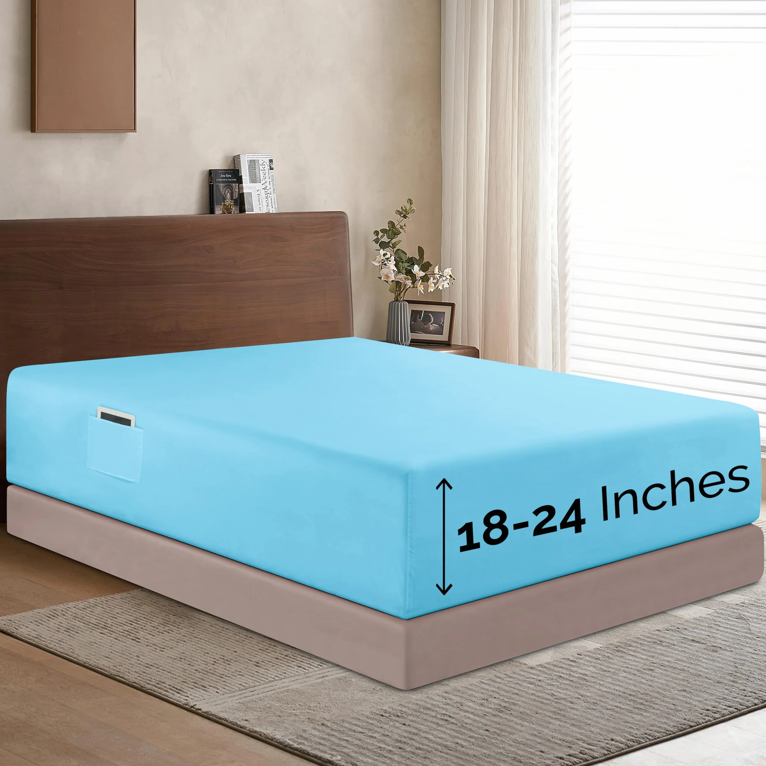 Elegant Comfort 1500 Premium Hotel Quality 45–61 cm głębokości – bardzo głęboka kieszeń, pojedyncze prześcieradło z gumką, na wysoki materac, luksusowe i najdelikatniejsze, inteligentna kieszeń, bez