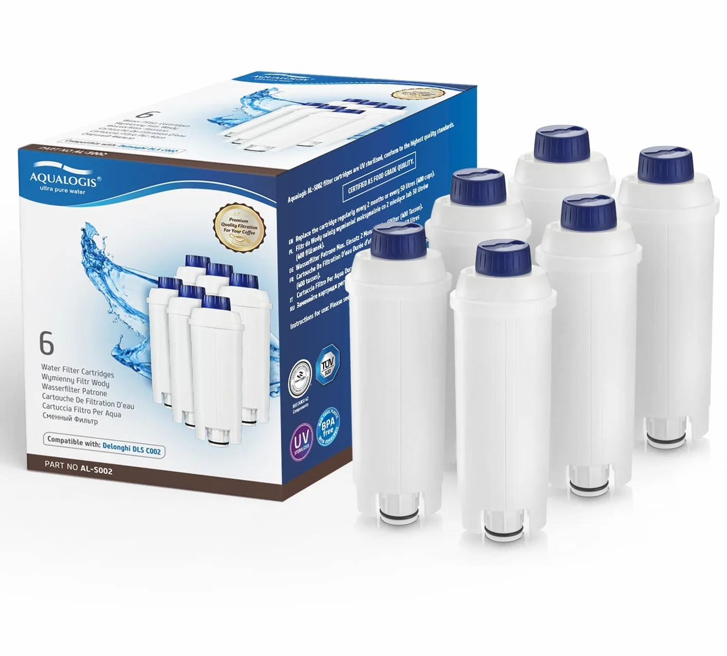 Filtr Aqualogis zamiennik do Delonghi DLSC002 SER3017 do Ekspresu ECAM, ESAM, ETAM, BCO, EC. (6)