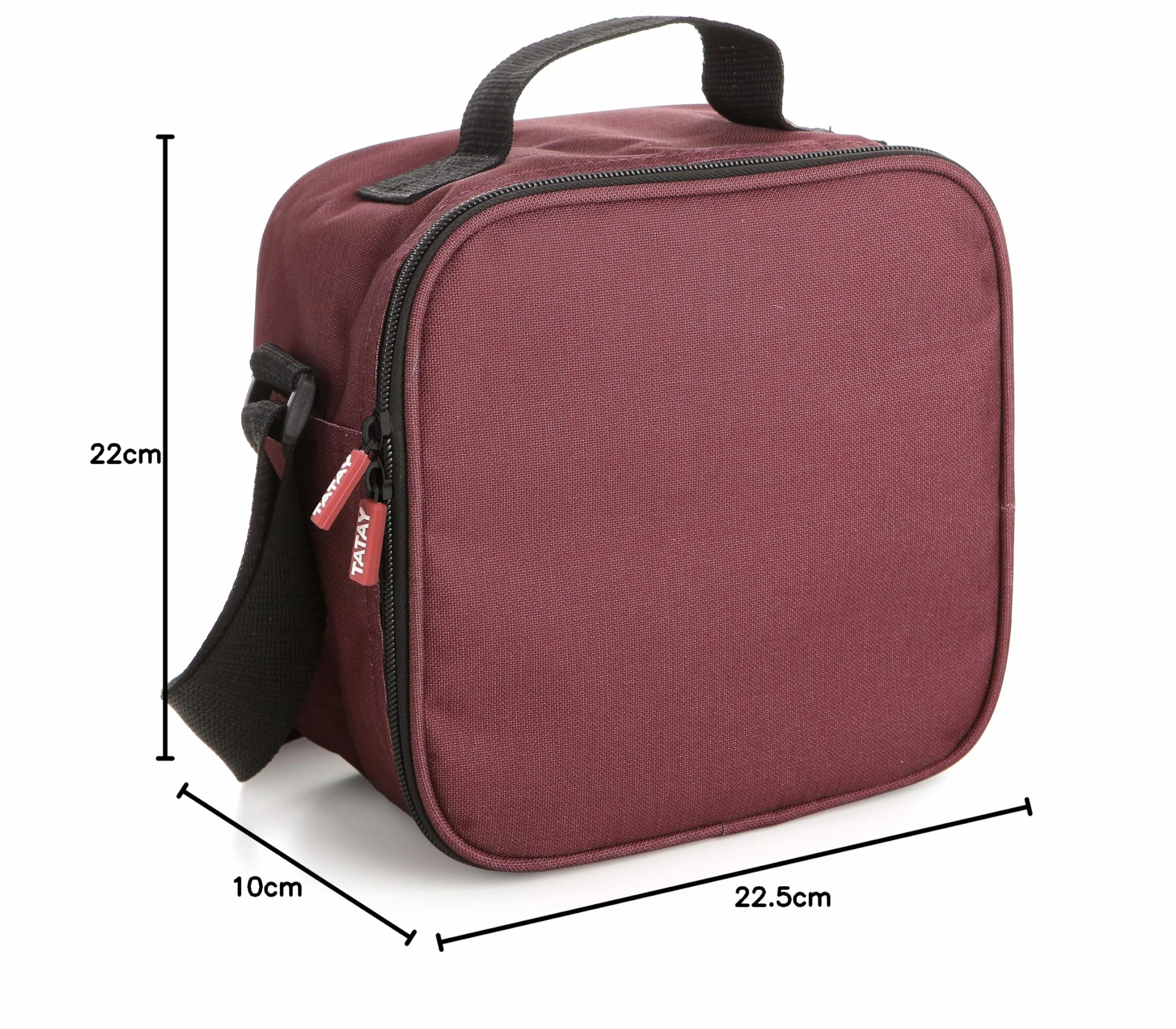 TATAY Torba Termiczna Na Lunch – Urban Food Casual 3 L | 4 Pojemniki: 2×0,5 L + 2×0,2 L | Wodoszczelna | Potrójna Izolacja | Półsztywna Konstrukcja | Kieszeń Wewnętrzna | 22,5×10×22 cm, Burgundowy
