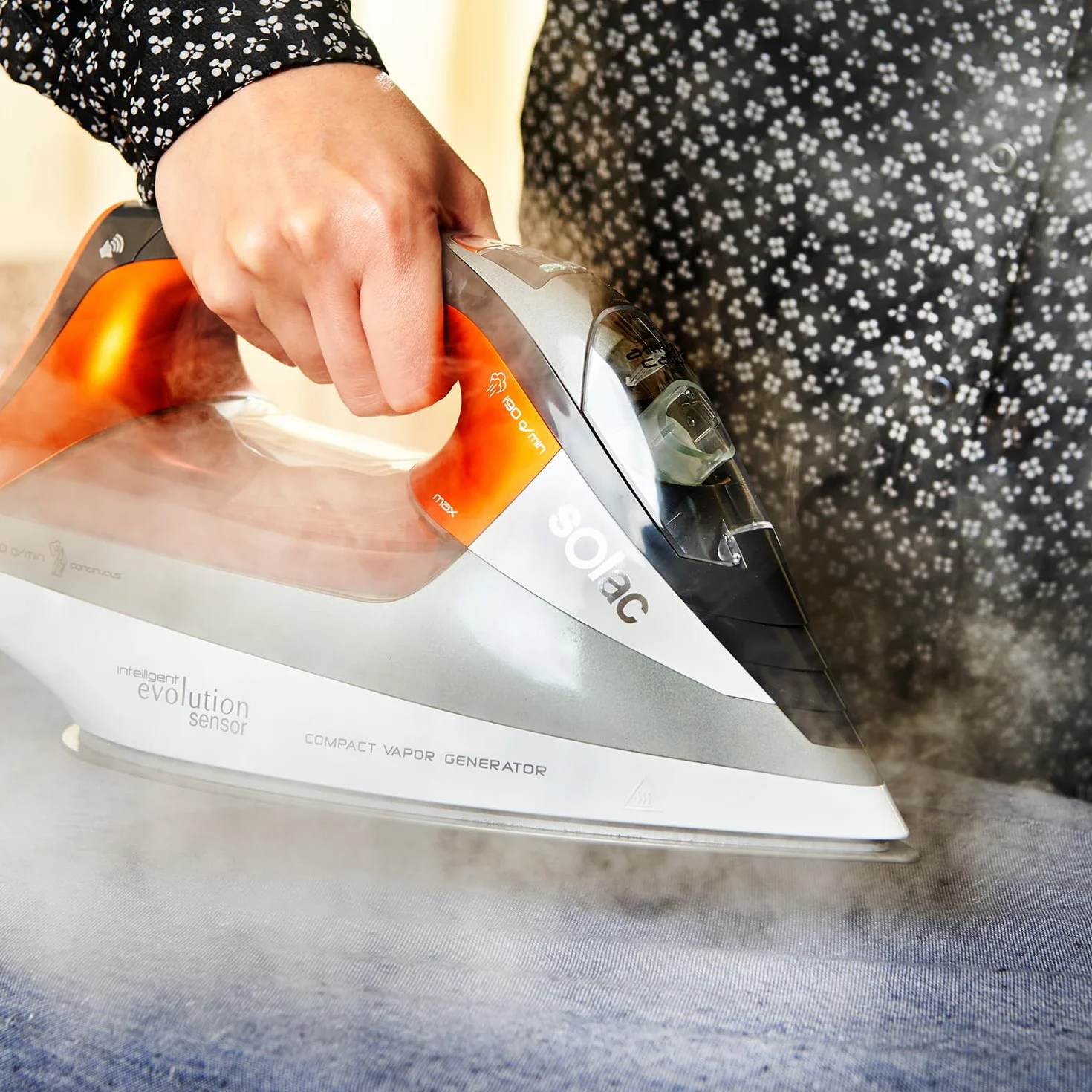Solac CVG9511 - Żelazko (suche i parowe, Non-stick soleplate, 190 g/min, Czarny, Pomarańczowy, Biały, 3 min, 2800 W)