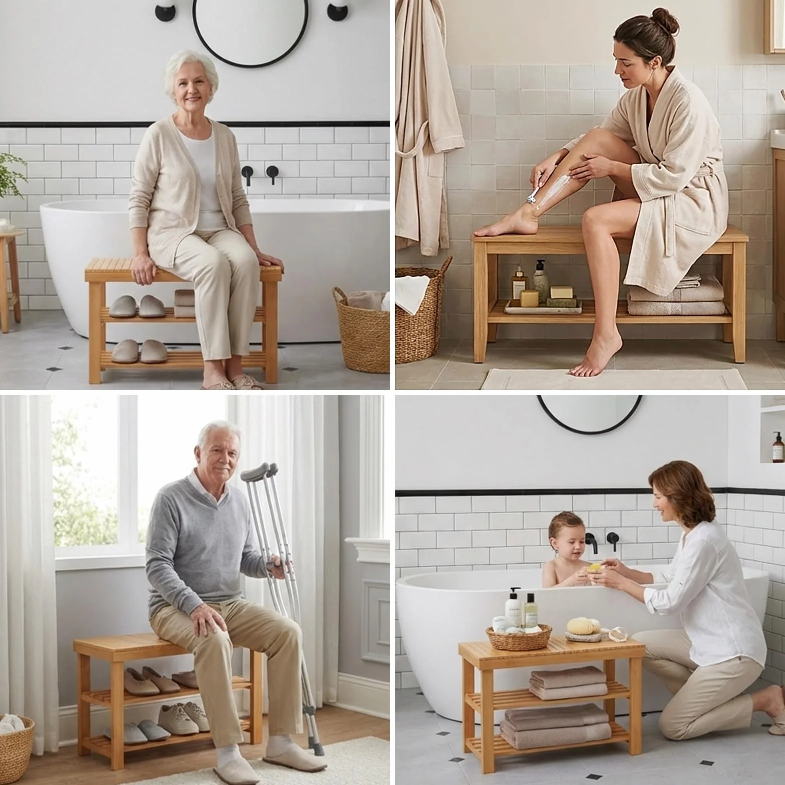 Bambusowy stojak na buty, 3-poziomowy, do przechowywania, mieści 200 kg, naturalne drewno, do salonu, wejścia, sypialni i łazienki, 60 cm