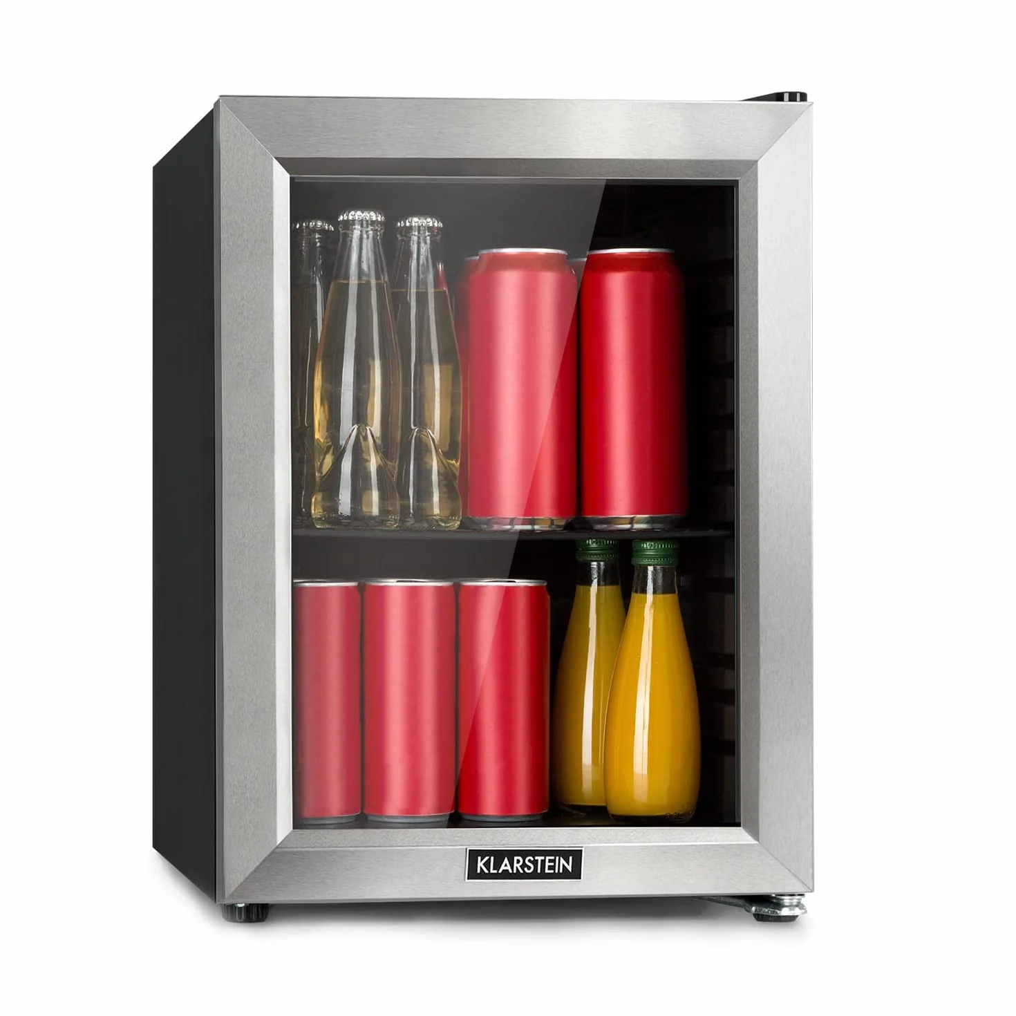 Klarstein Harlem Lodówka na napoje, Minibar, System chłodzenia kompresorowego, Pojemność 23 litry, 5 stopni chłodzenia: 0-10 °C, cicha: 39 dB, 1 metalowa półka kratowa, czarna